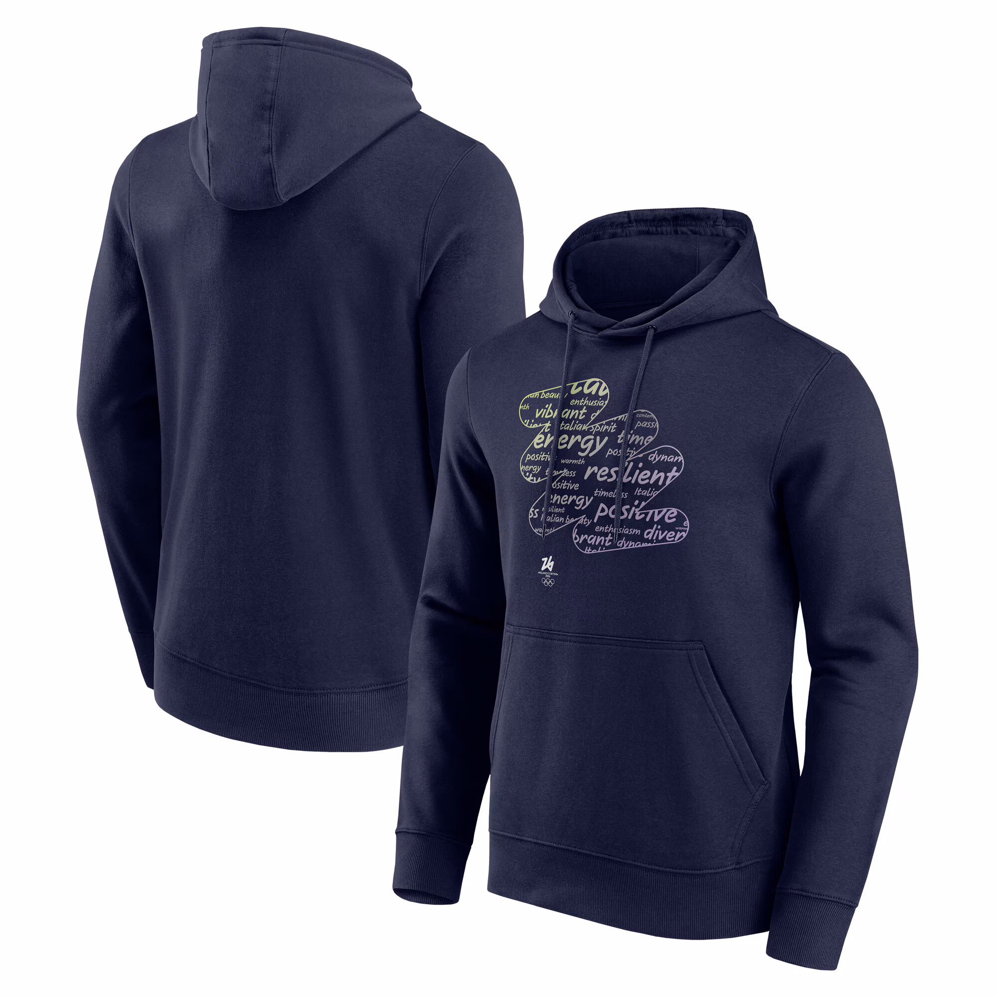 Milano Cortina 2026 Olympics Values Box Graphic Hoodie - Navy