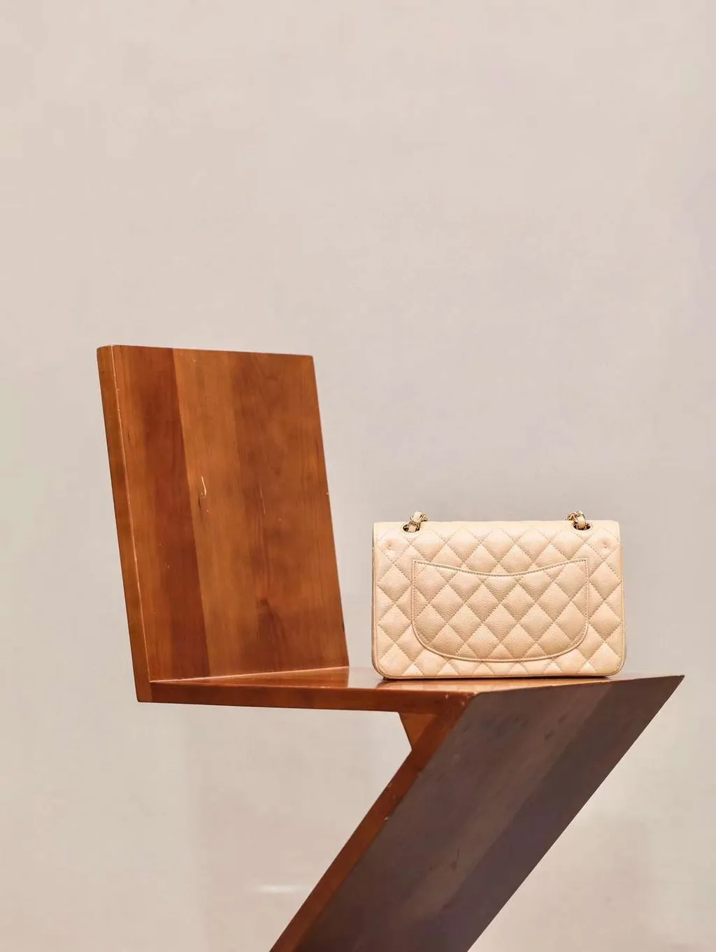 TOP CHANEL Classic Flap Bag 23cm - Apricot & GHW