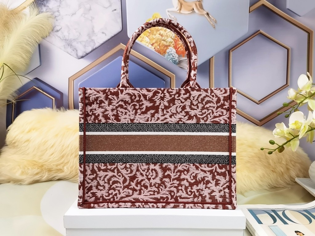 TOP Christian Dior Brocart Totem Window Grilles Book Tote Handbag 36.5cm/41.5cm