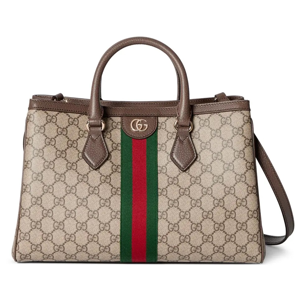 TOP GUCCI Ophidia  Monogram Tote Bag 33.5 x 25 x 14 cm/25.5 x 18 x 10.5 cm - Brown