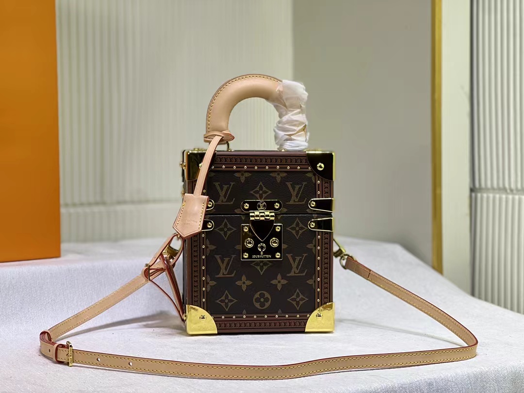 TOP Louis Vuitton LV  Camera Box Monogram Vernis Leather 17*21*11cm - Brown
