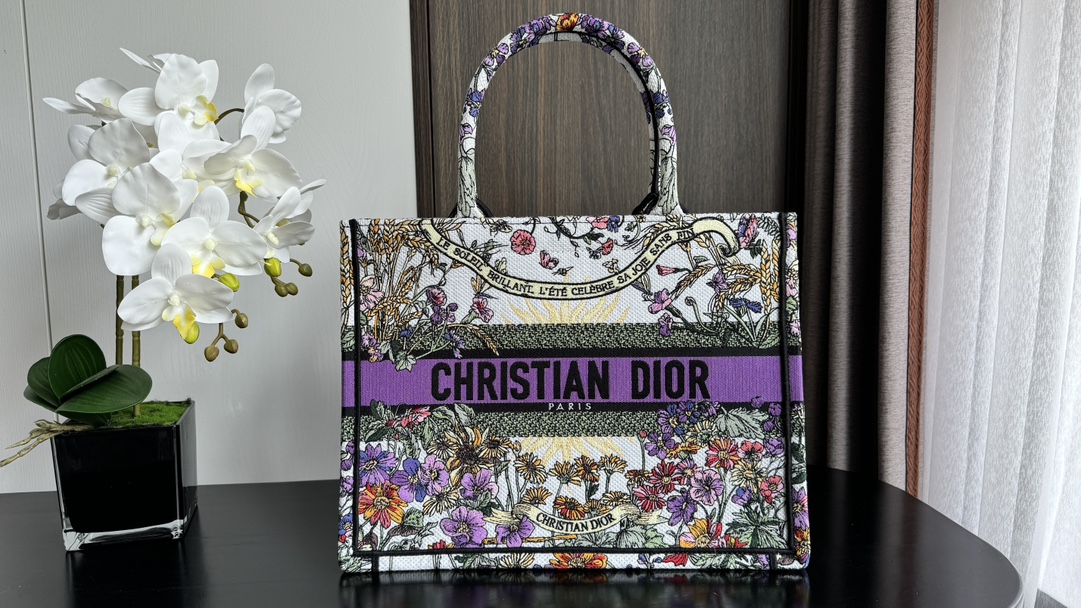 TOP Christian Dior Purple Sun Book Tote Bags 2 Sizes