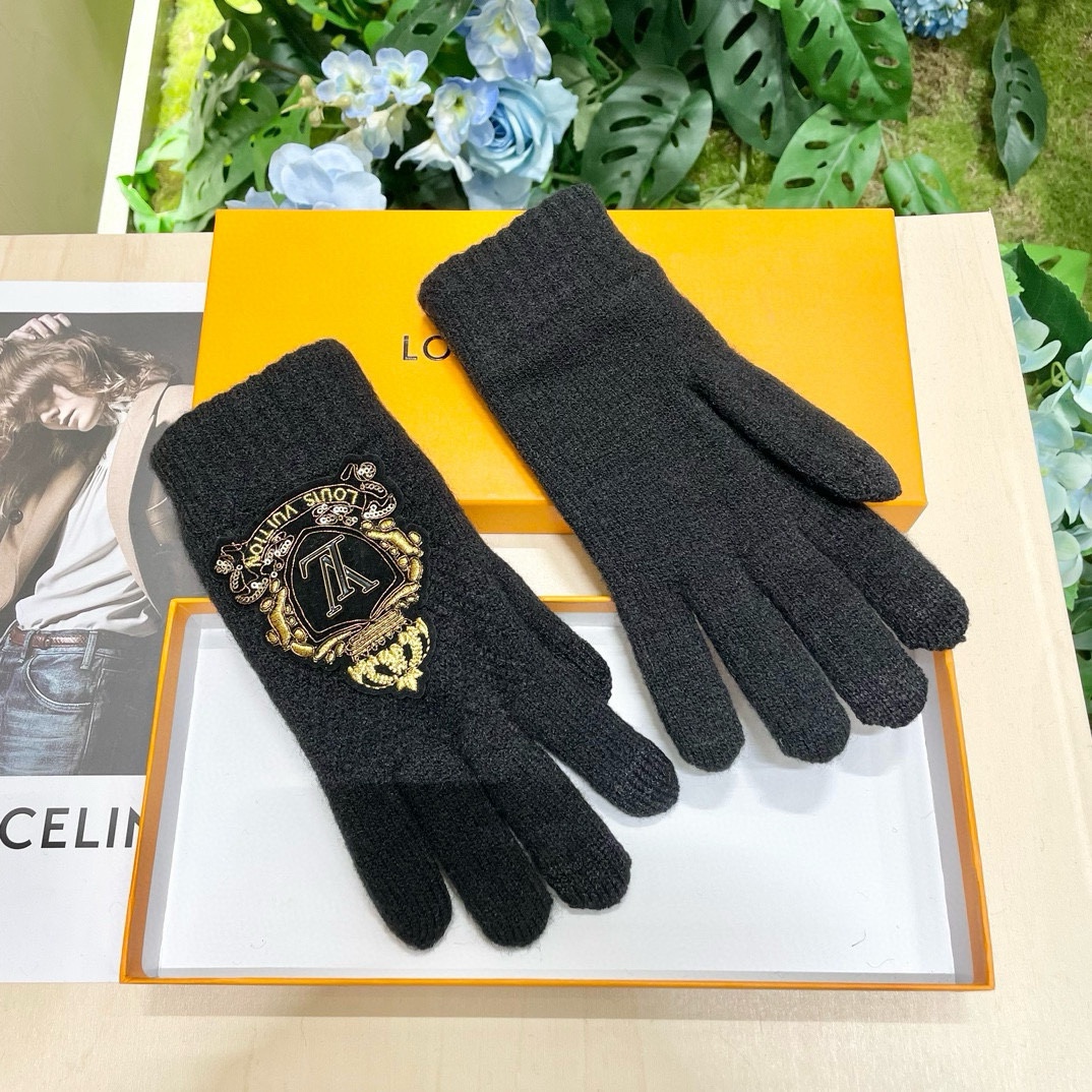 TOP Louis Vuitton LV  Gloves-Black