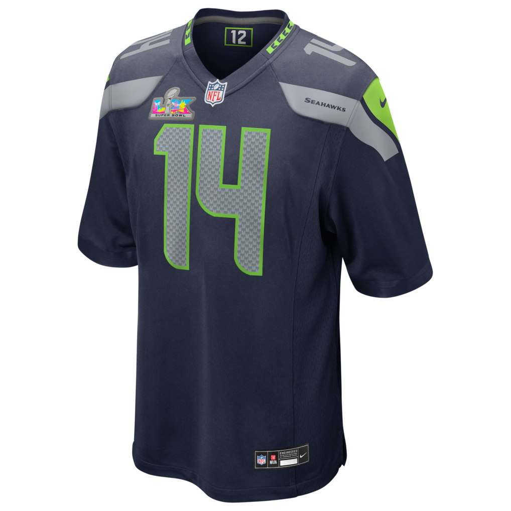 Men's Seattle Seahawks Sam Darnold College Navy Super Bowl LX Patch Game Jersey