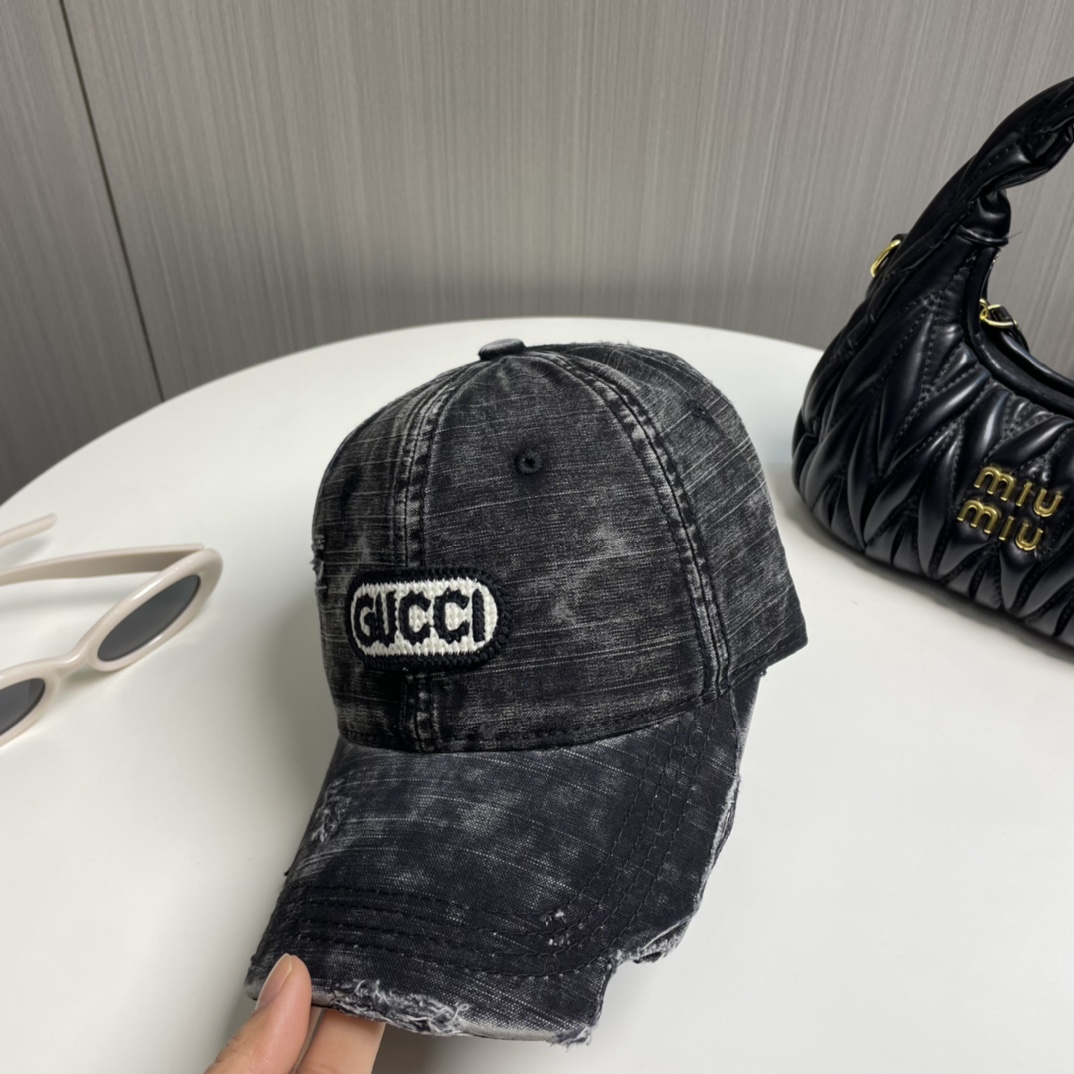 TOP GUCCI Washed Denim Baseball Cap - 5 Colors