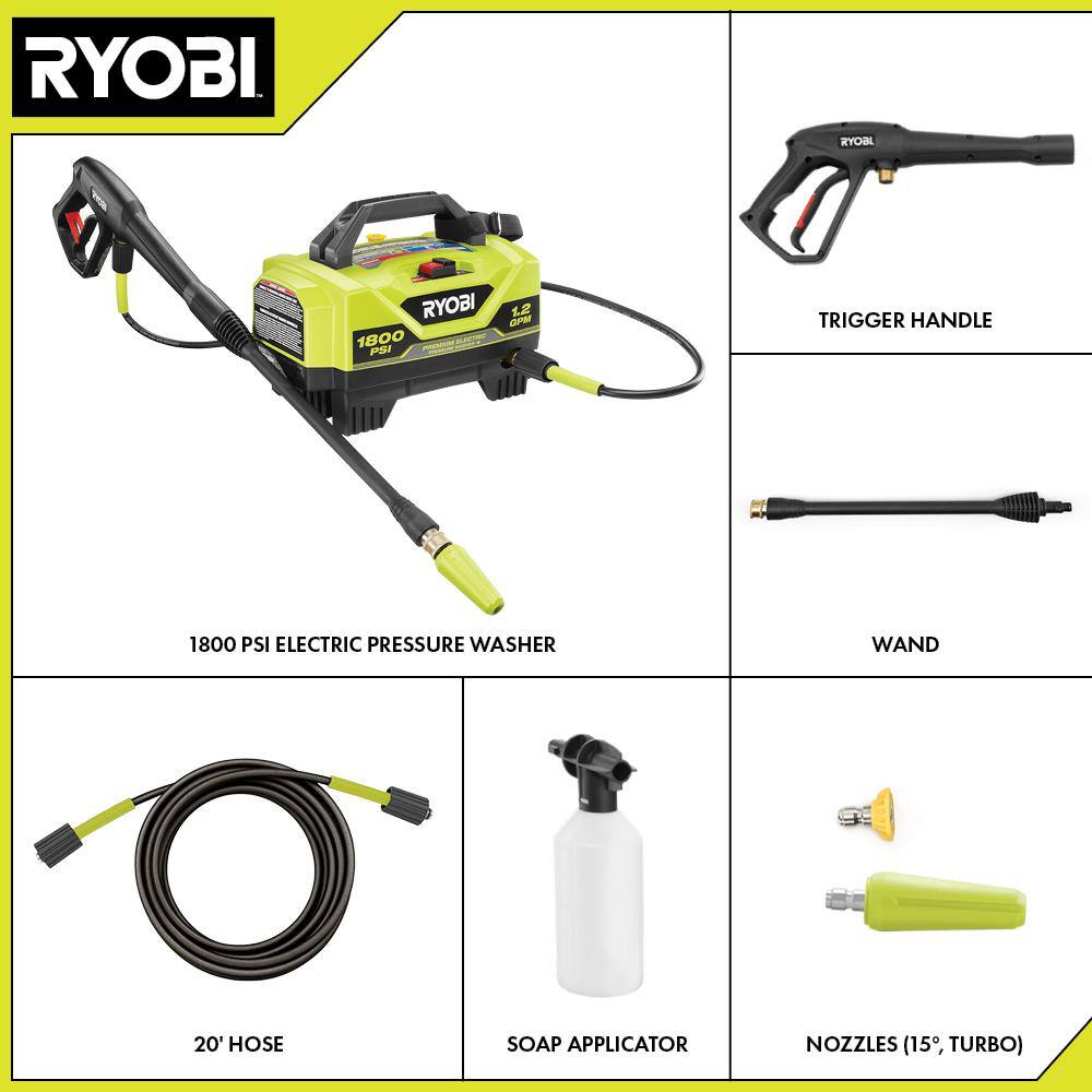 1800 PSI 1.2 GPM Cold Water Electric Pressure Washer with Surface Cleaner