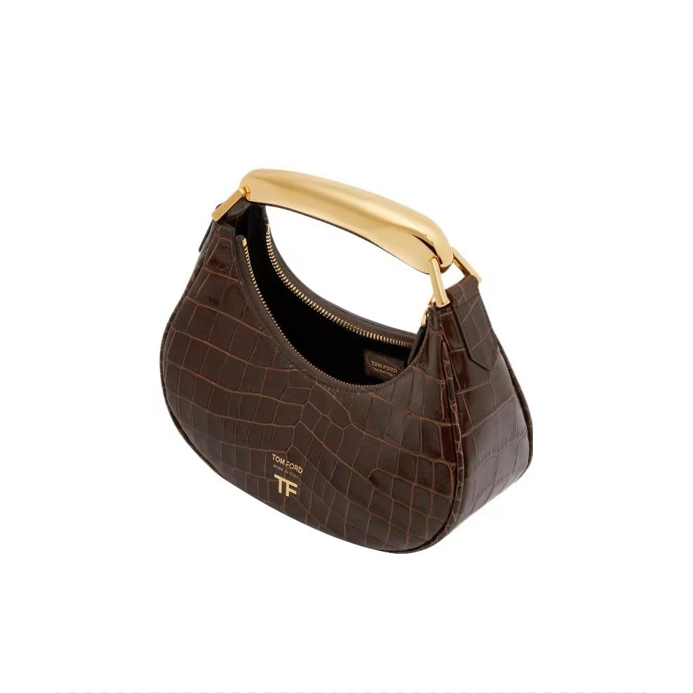 TOM FORD Shiny Stamped Crocodile Leather Bianca Mini HOBO Bag (Replica)