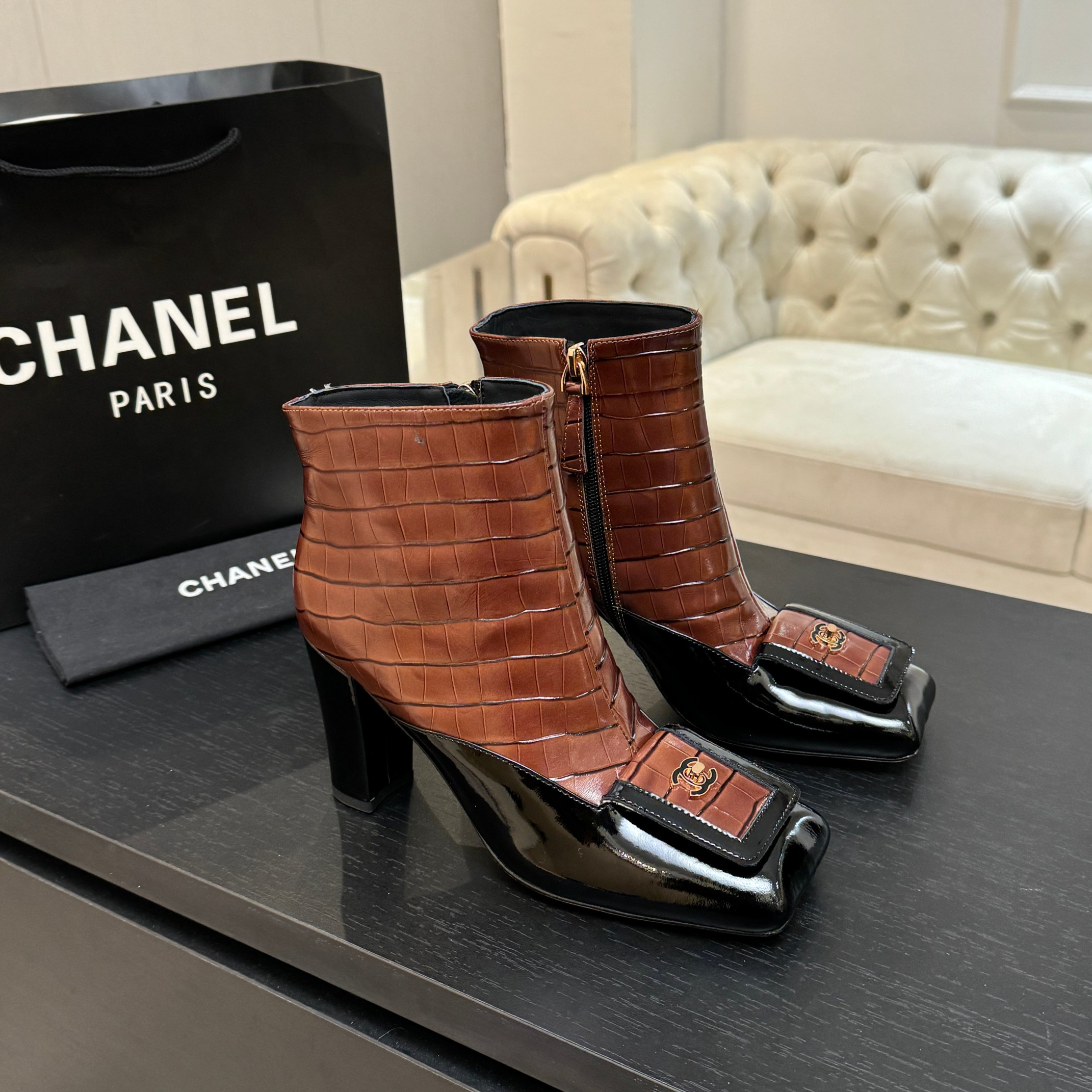 TOP CHANEL 5cm Heel Height Short Boots - 2 Color
