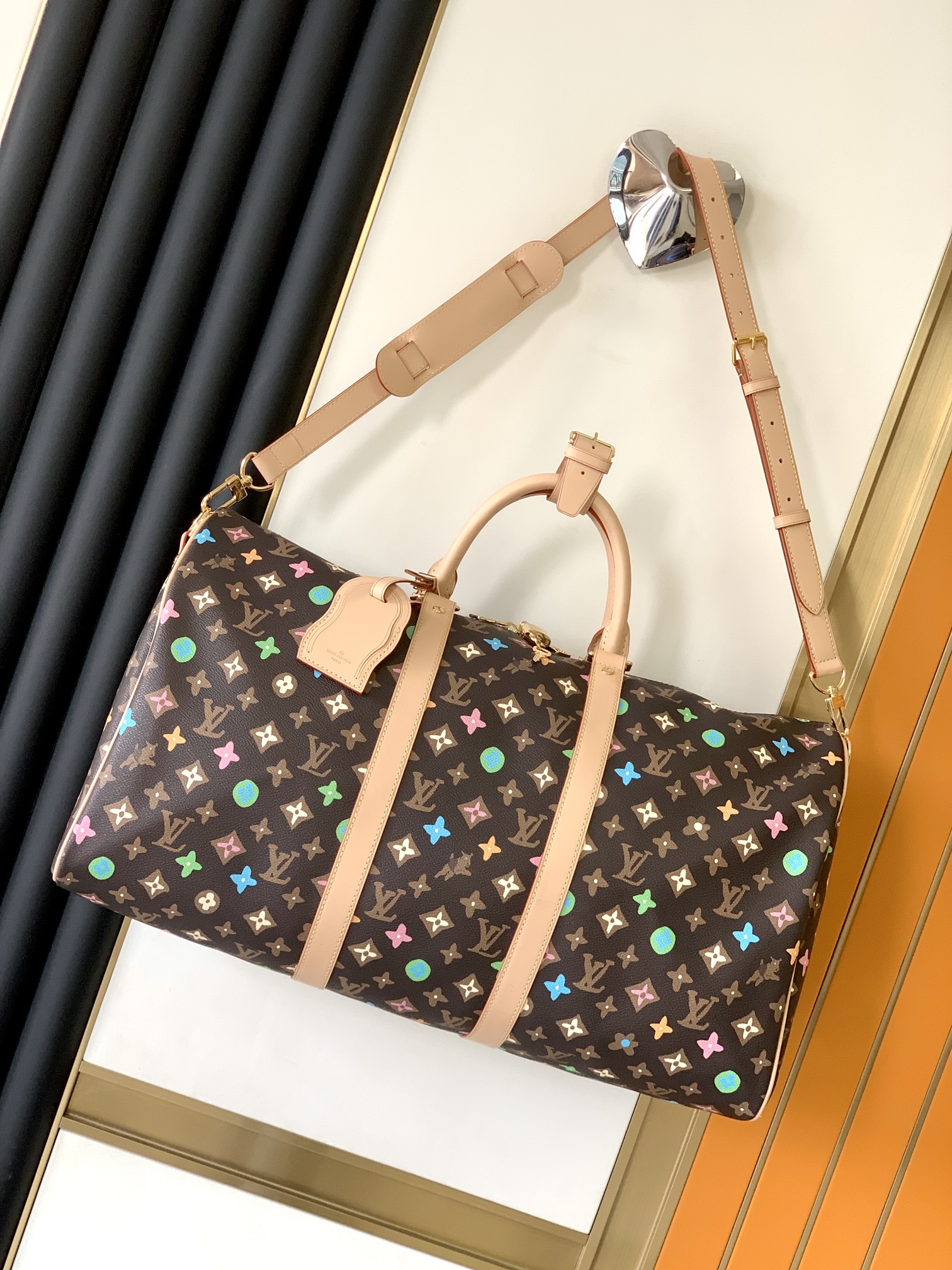TOP Louis Vuitton LV Damier Graphite Leather Keepall Bag 50cm