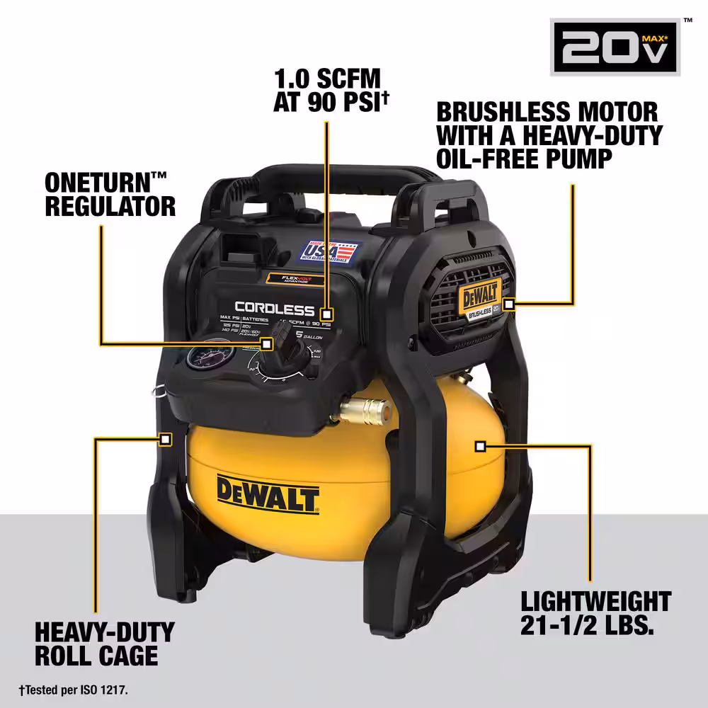 2.5 Gal. 140 psi Portable 20V Cordless Air Compressor with FLEXVOLT Advantage (Tool Only)