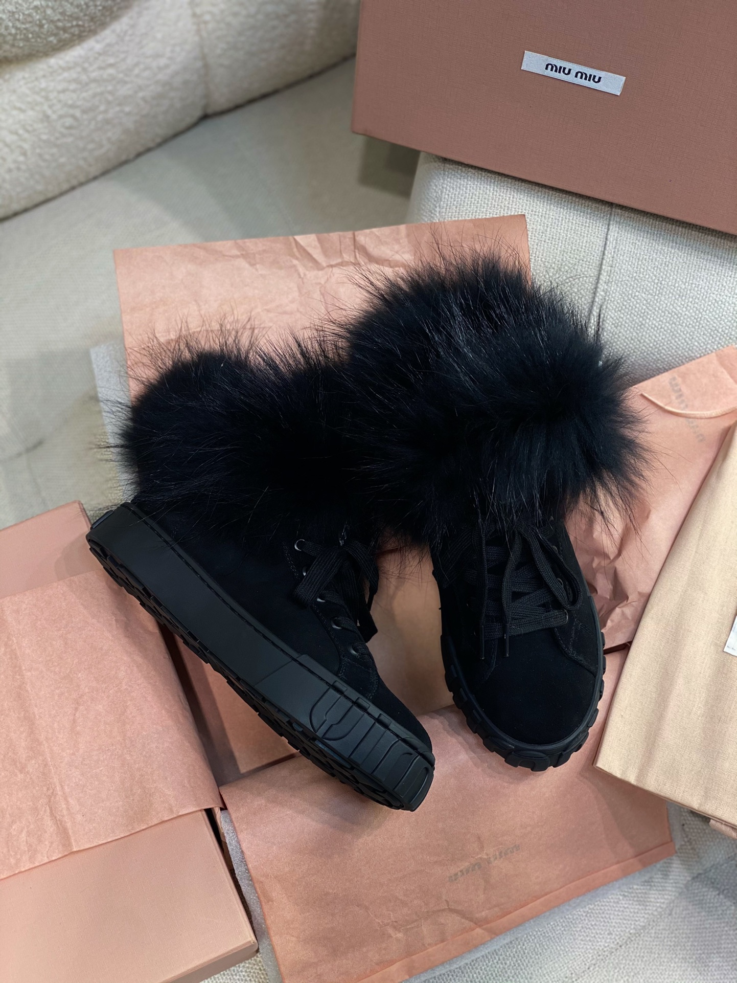TOP Miu Miu Sheepskin Fur Snow Shoes - 2 Color