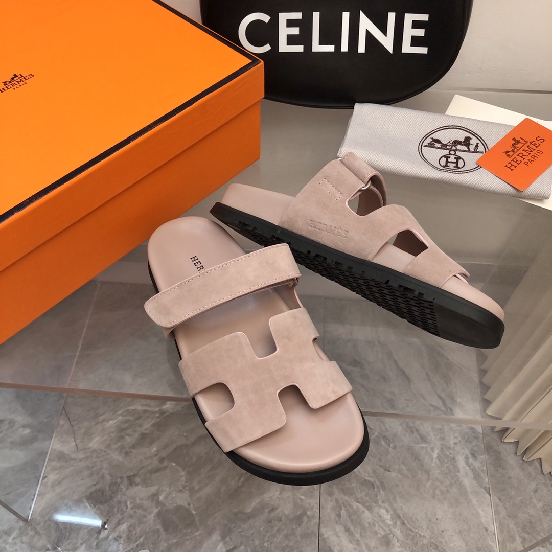 TOP HERMES Slides - Gray Pink