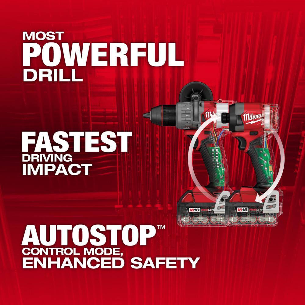 M18 FUEL 18-Volt Lithium-Ion Brushless Cordless Combo Kit 2-Tool with 2 Batteries Charger 4-1/2in. to 5in. Grinder