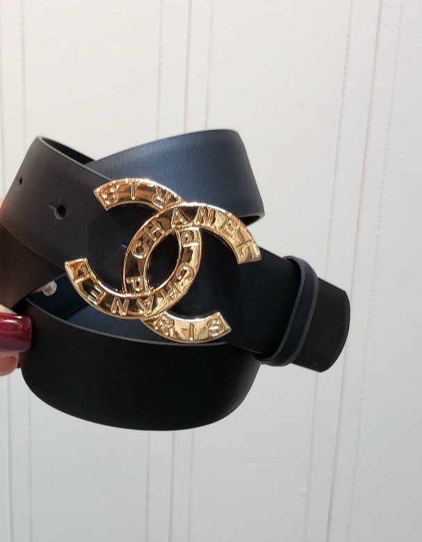 Chanel Belt With Double C Buckle Black With Full Gold Toned Hardware Women Belt 30MM