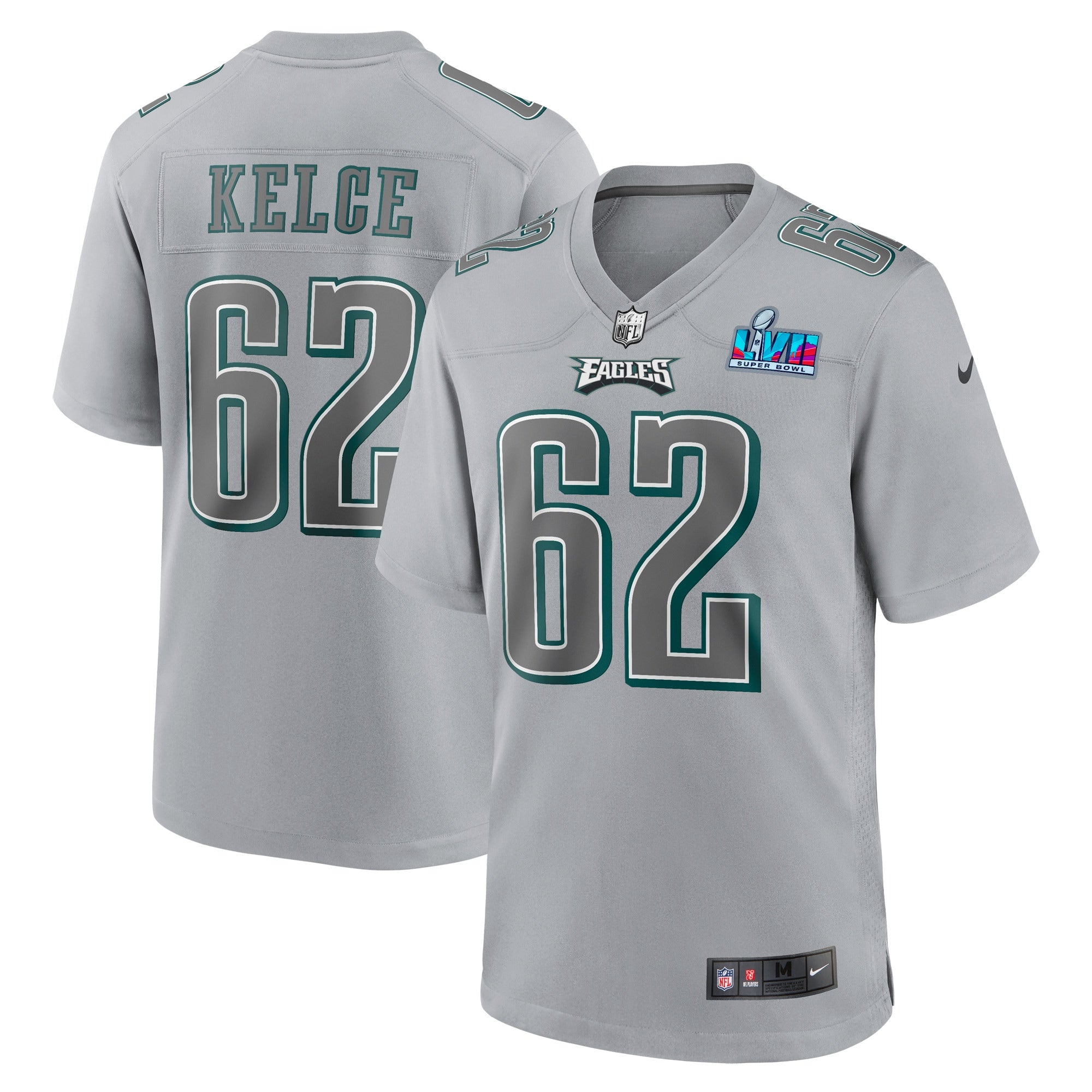 Jason Kelce Philadelphia Eagles  Youth Super Bowl LVII Patch Atmosphere Fashion Game Jersey - Gray