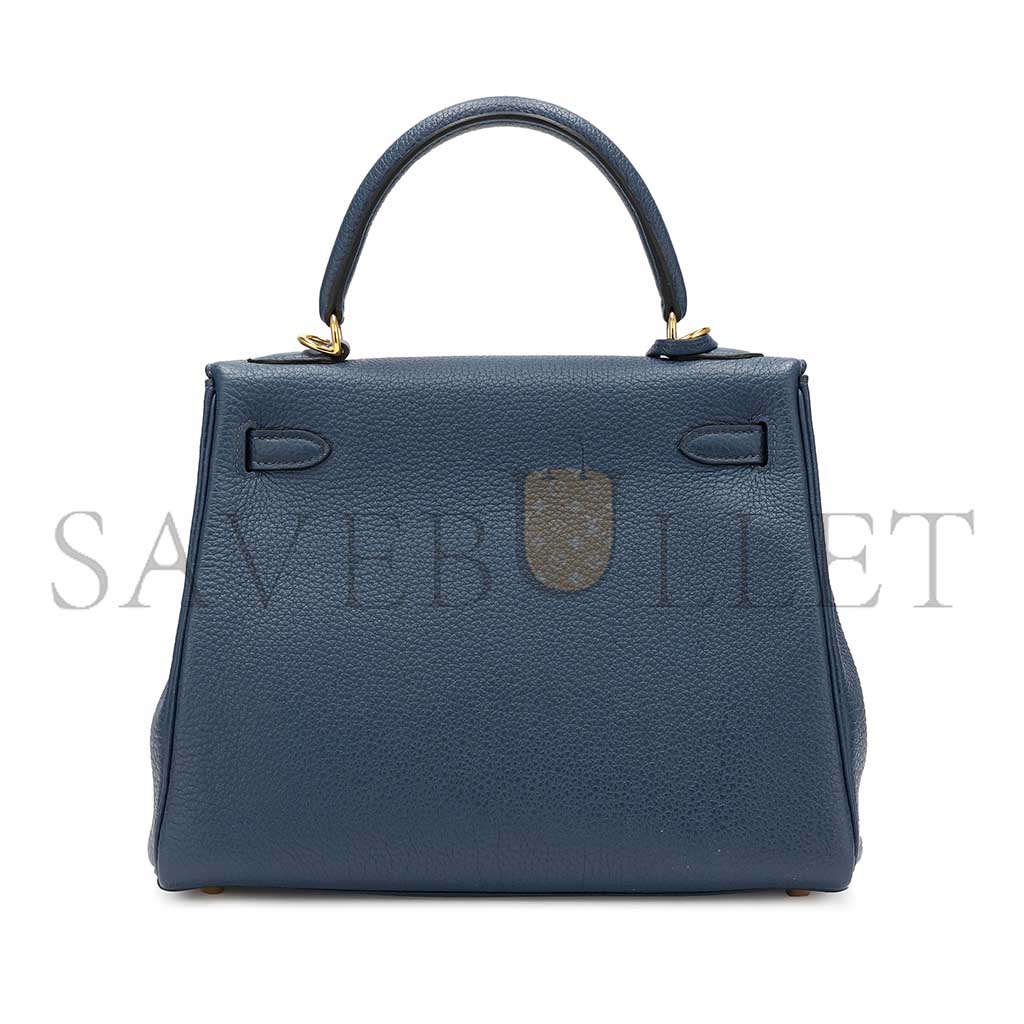 HERMÈS BLUE TOGO RETOURNE KELLY 25 GOLD HARDWARE (25*17*7cm)