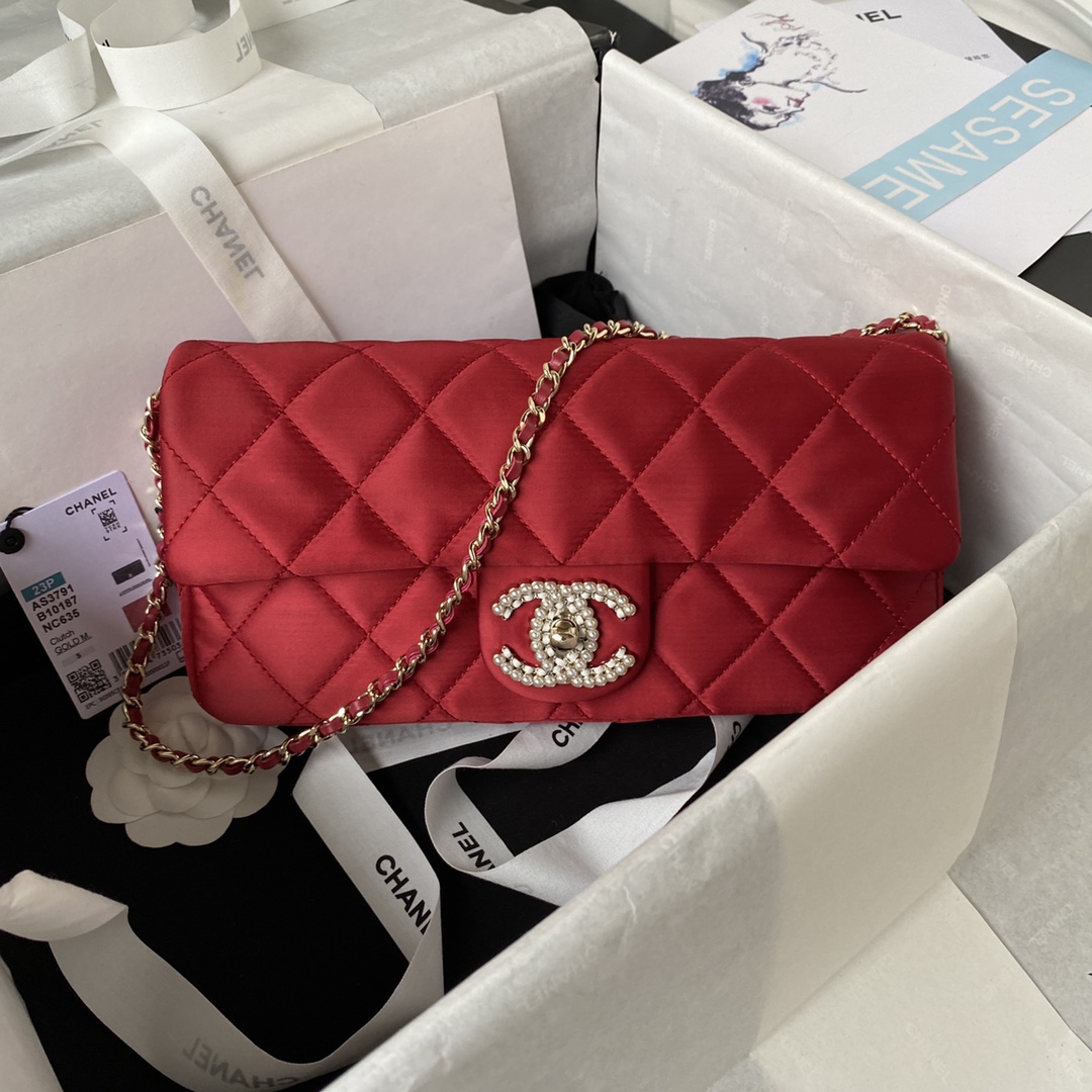 TOP CHANEL Pearl Baguette Flab Bag 26x11.5x4cm - 2 Color