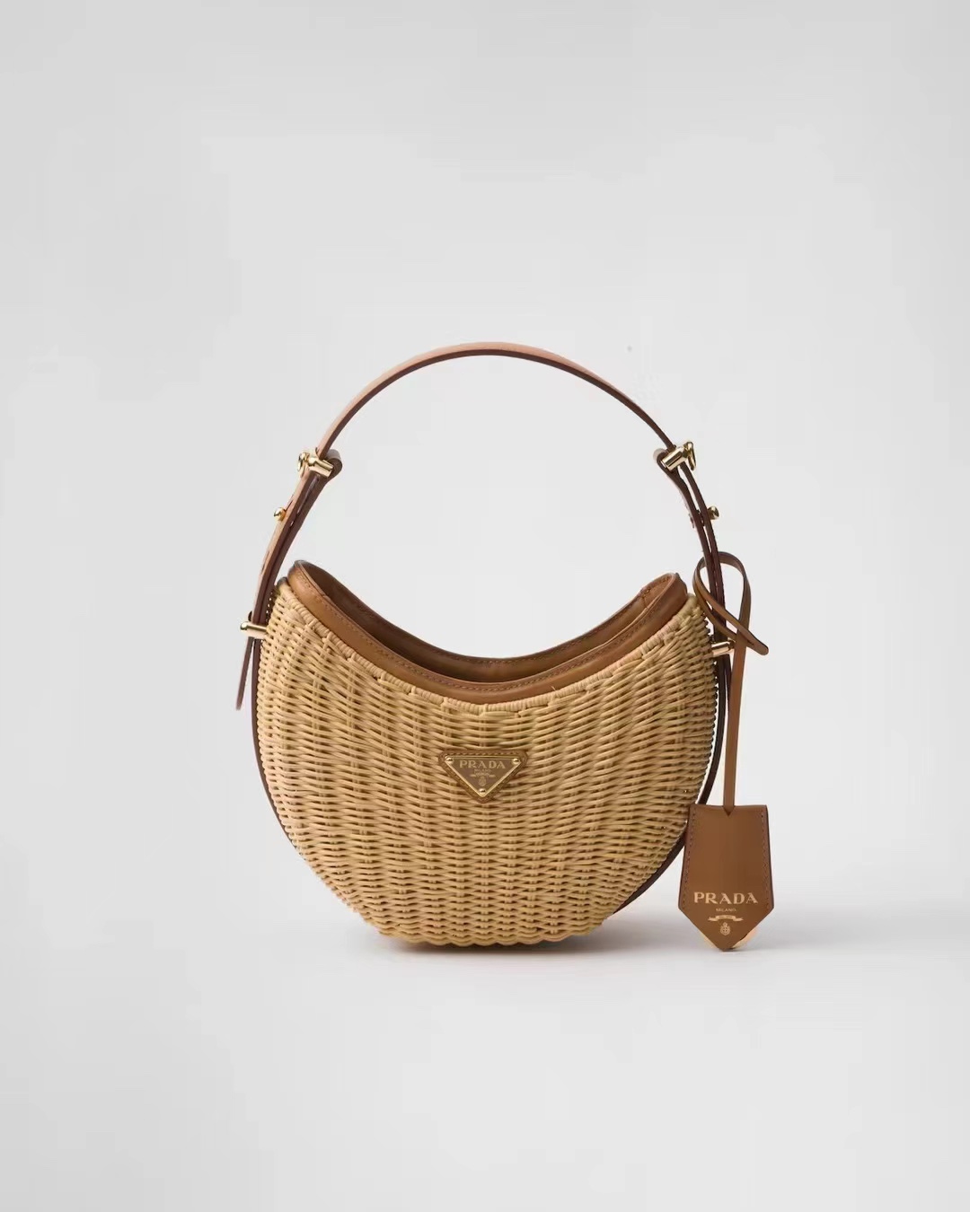 TOP PRADA Moon-Shaped Weaving Handbag 22.5*6*18.5cm - 2 Colour
