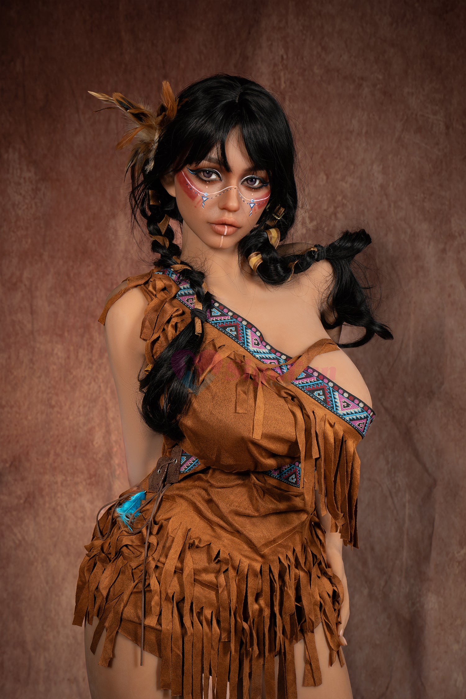 EU In Stock - 159cm/5ft3 E-Cup Silicone Head Sex Doll SG3 - Ada Dark Tanned