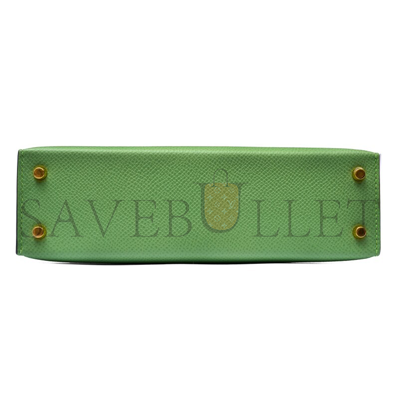 HERMÈS VERT CRIQUET EPSOM MINI KELLY II GOLD HARDWARE (19*12*5.5cm)