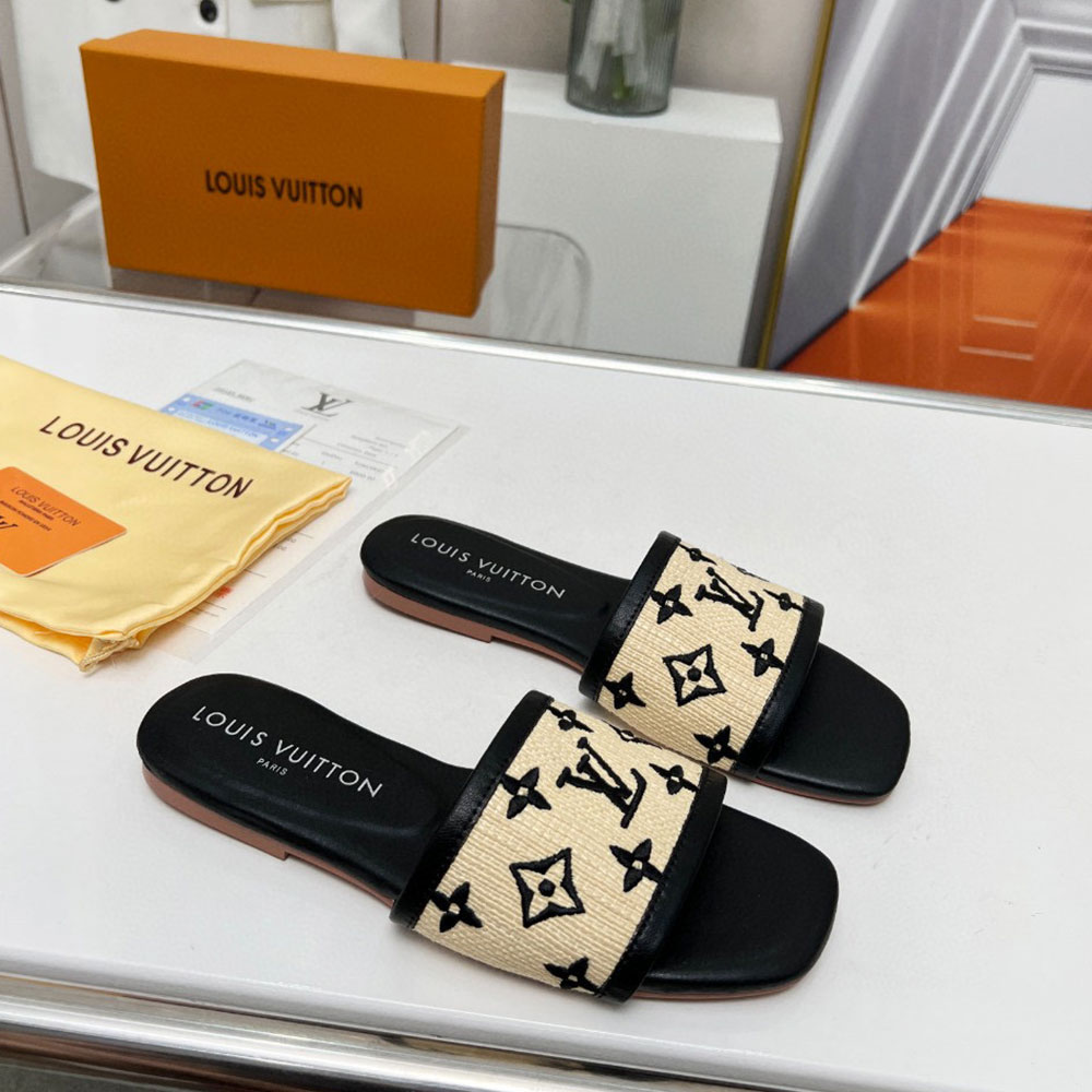 Louis Vuitton LV Fabric Flat Flip-flops Slide Sandal (Replica)