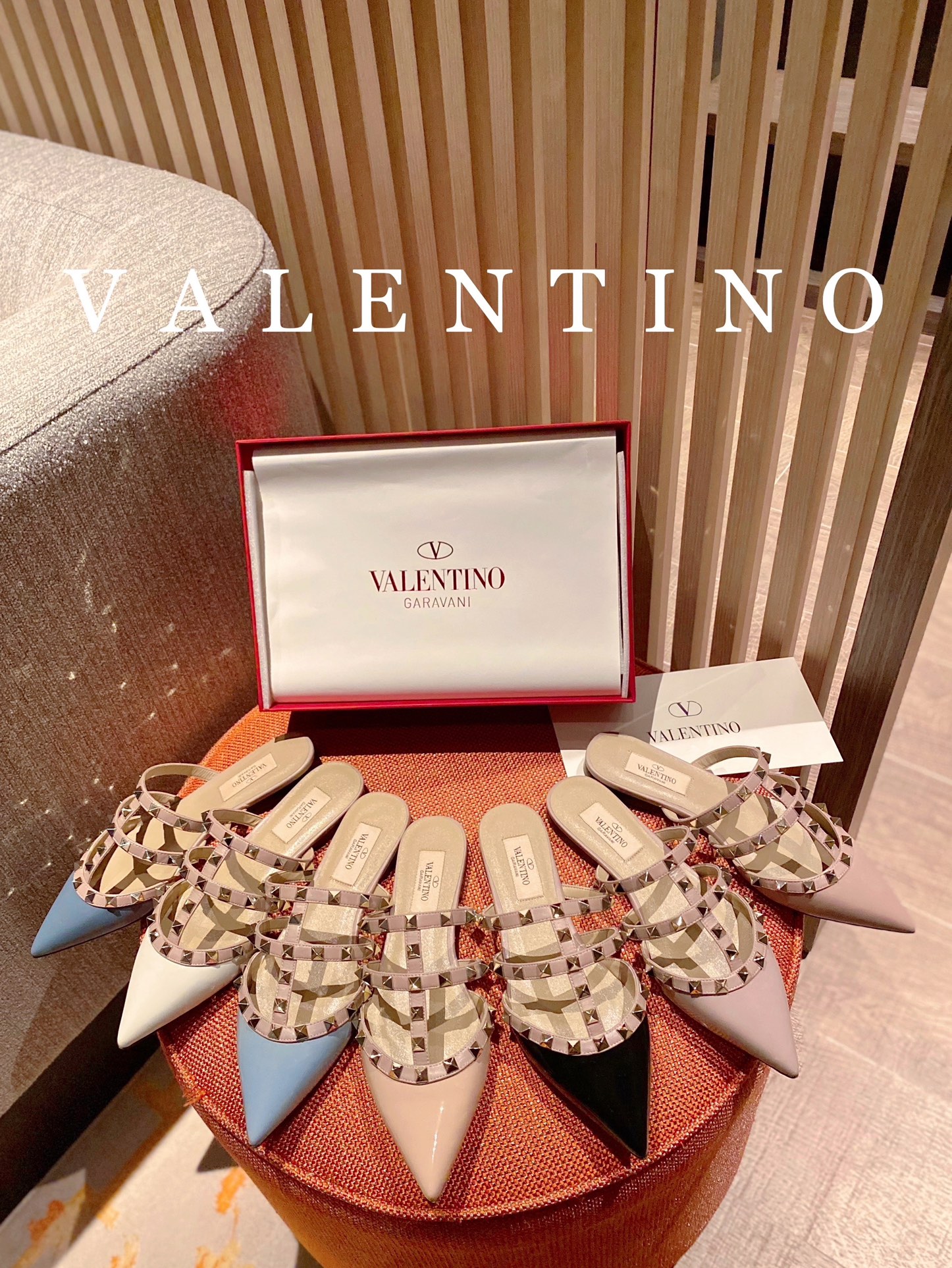 TOP VALENTINO Calfskin Fishbone Slippers - 7 Colors