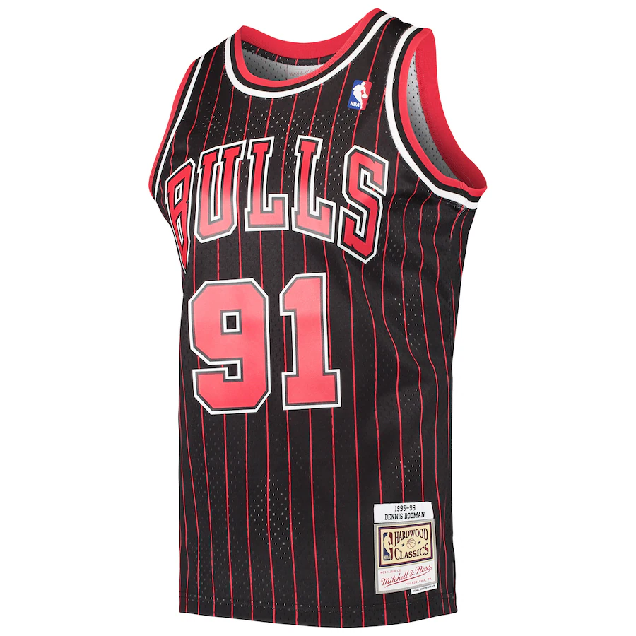 Chicago Bulls Dennis Rodman Mitchell & Ness Black Hardwood Classics Swingman Jersey