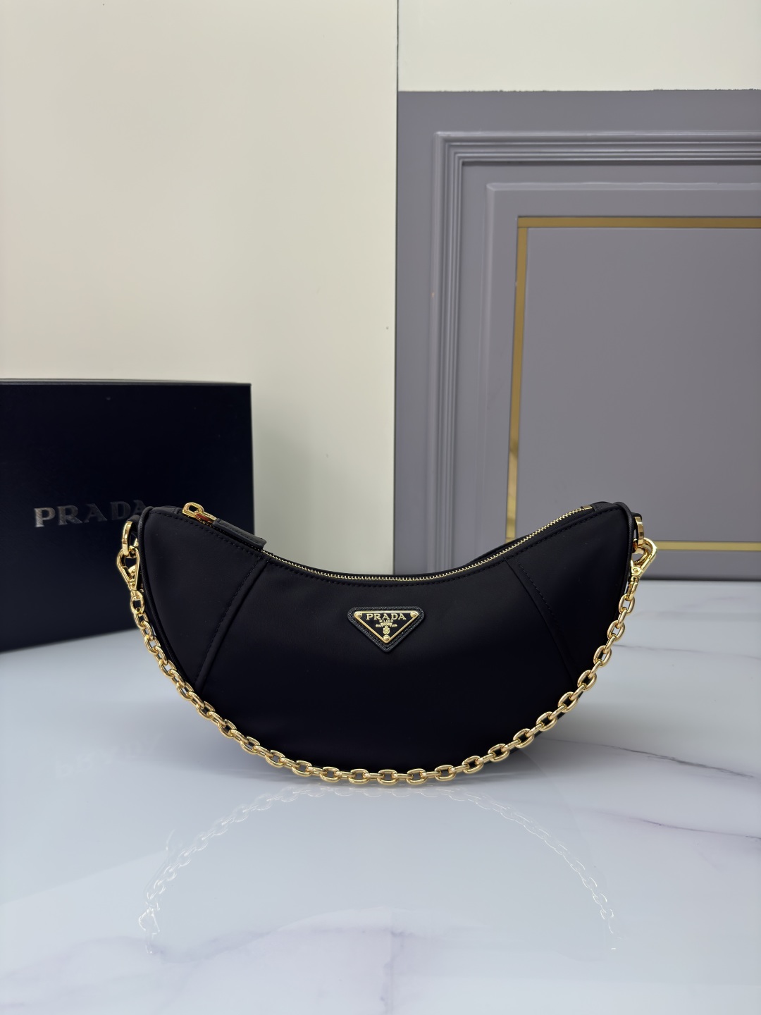 TOP PRADA Demi-lune Shoulder Bag Re-Nylon 30x13.5x6cm - 4 Color