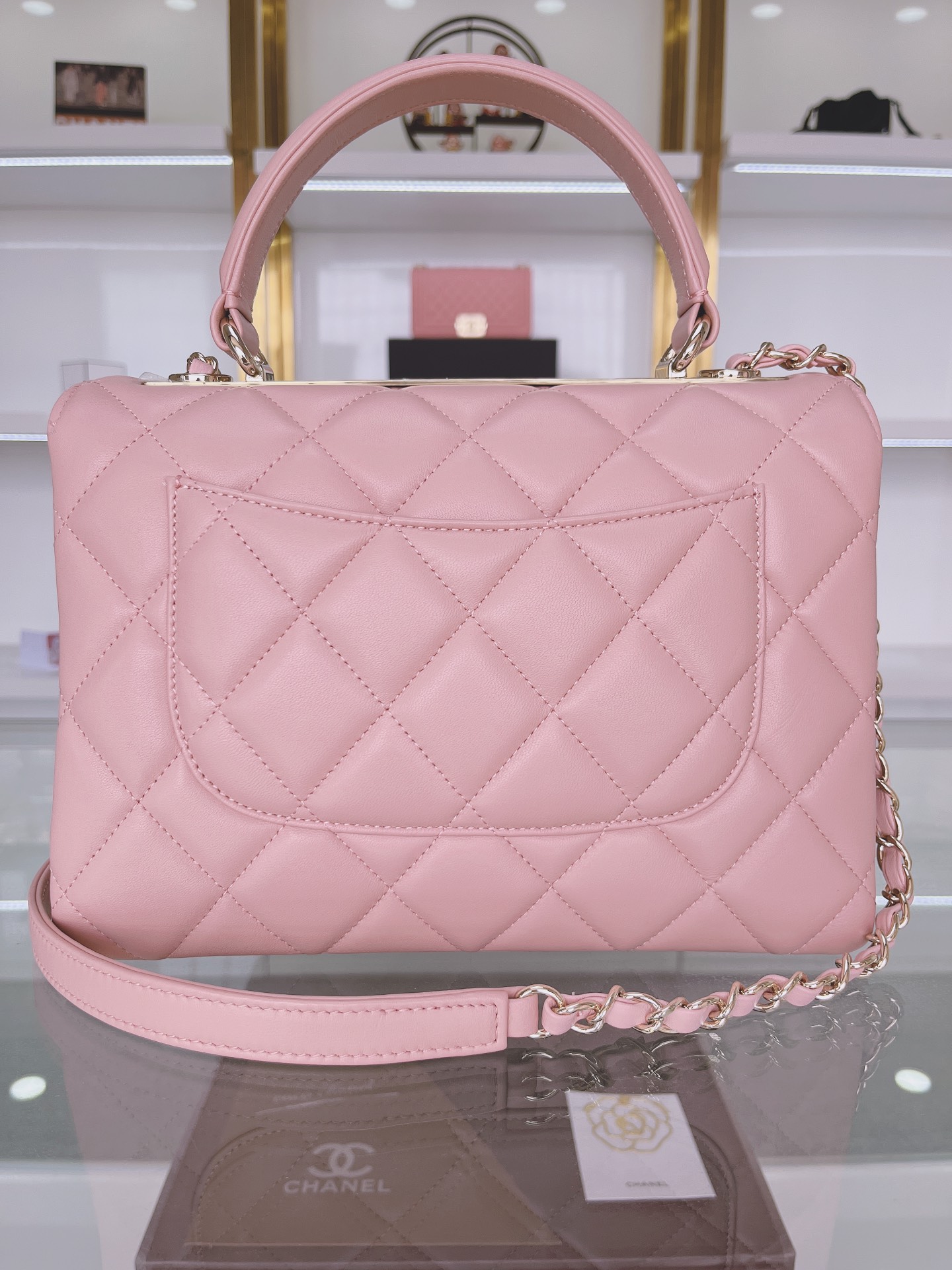 TOP CHANEL Trendy CC Handle Bag 25×12×17cm - Pink &GHW