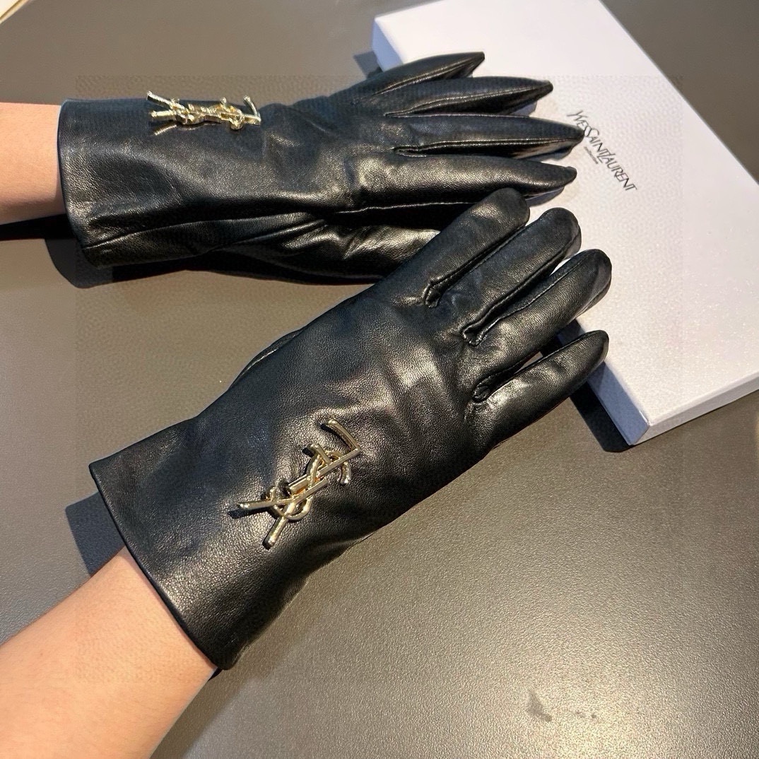 TOP Yves Saint Laurent YSL Gloves - Black