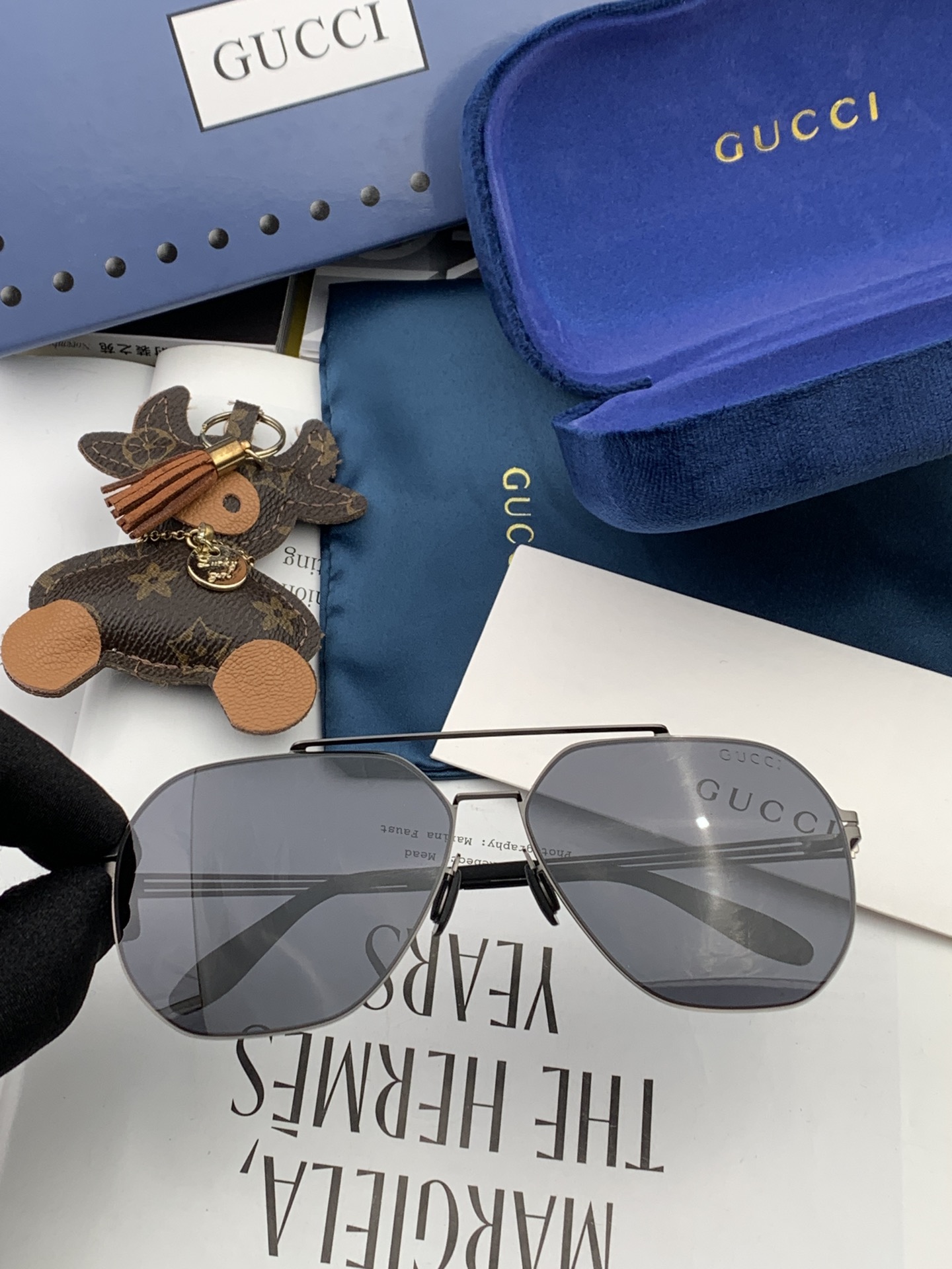 TOP GUCCI Couple Style Sunglasses For Men And Women Polygonal Sunglasses - 3 Color