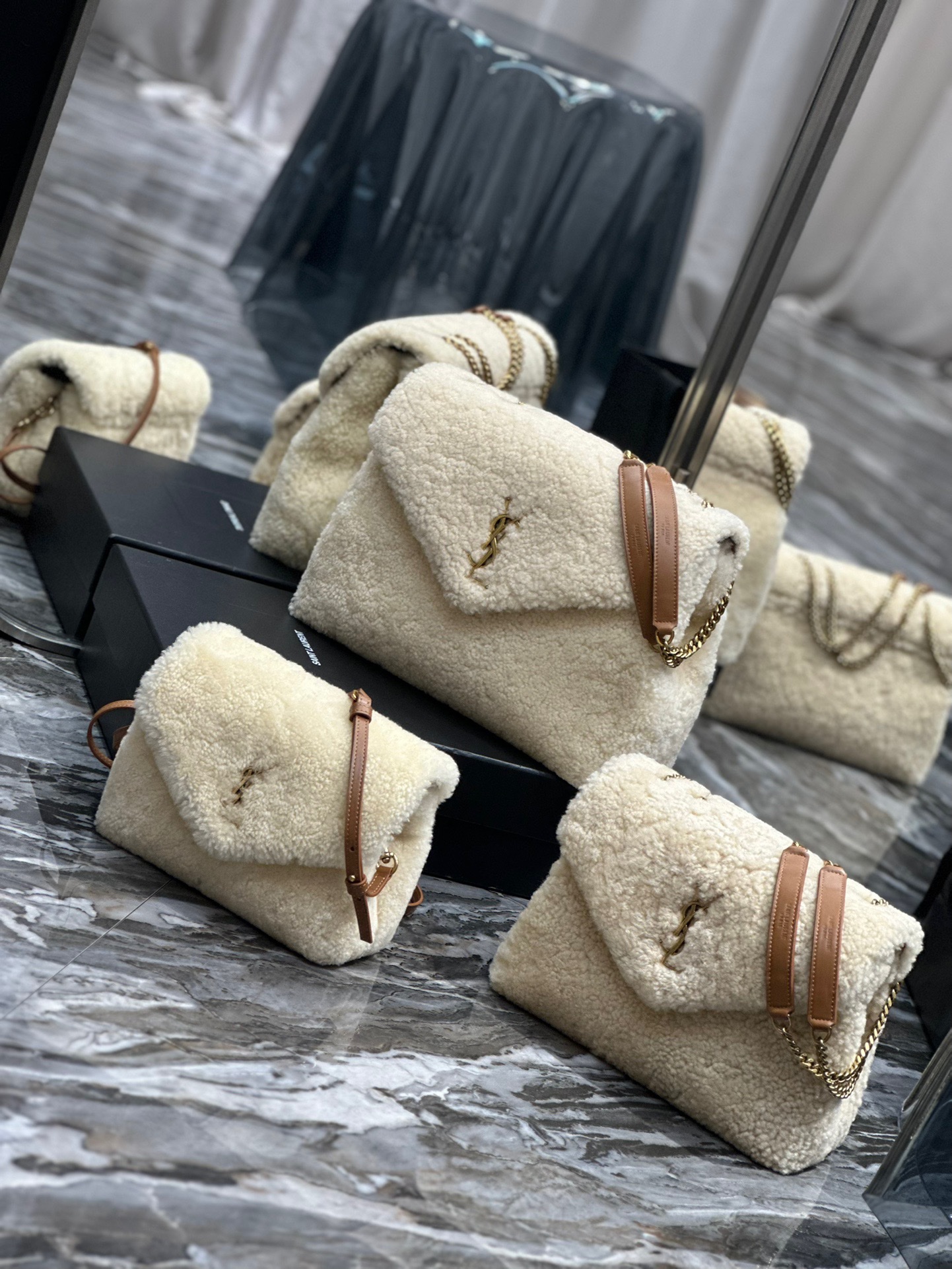 TOP Yves Saint Laurent YSL Lamb's Wool LouLou Bags - 3 Sizes
