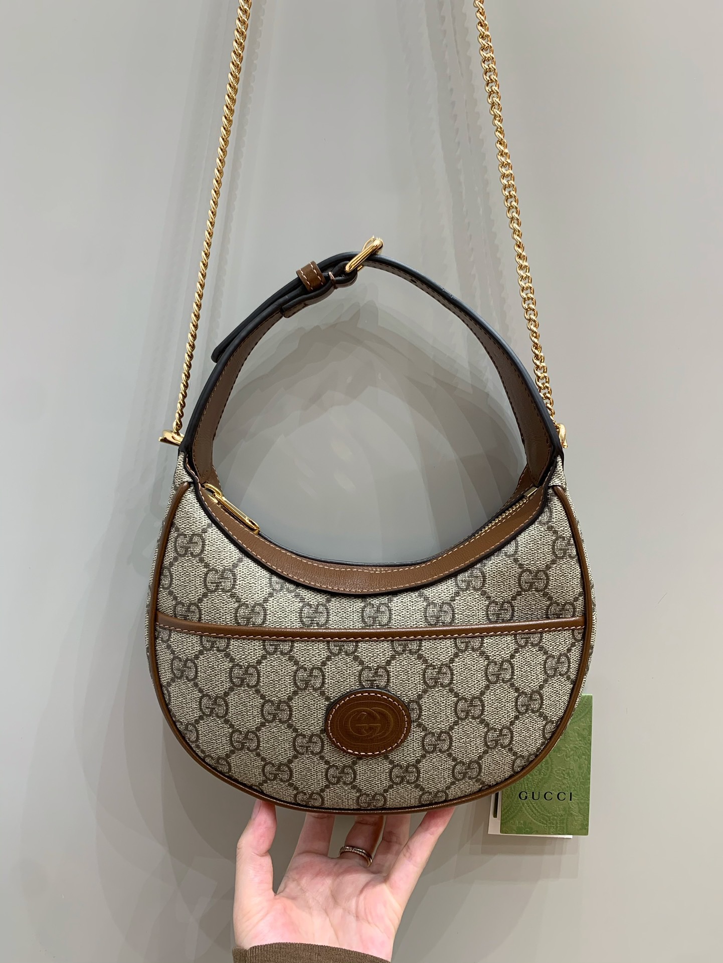 TOP GUCCI Ophidia Half Moon Handbag 21.5x11x5cm - GHW