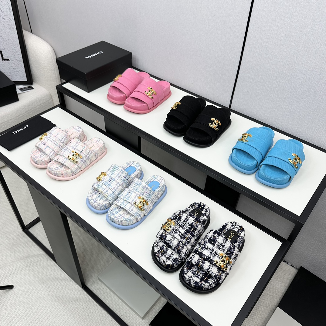TOP CHANEL CC Platform Slippers - 6 Color