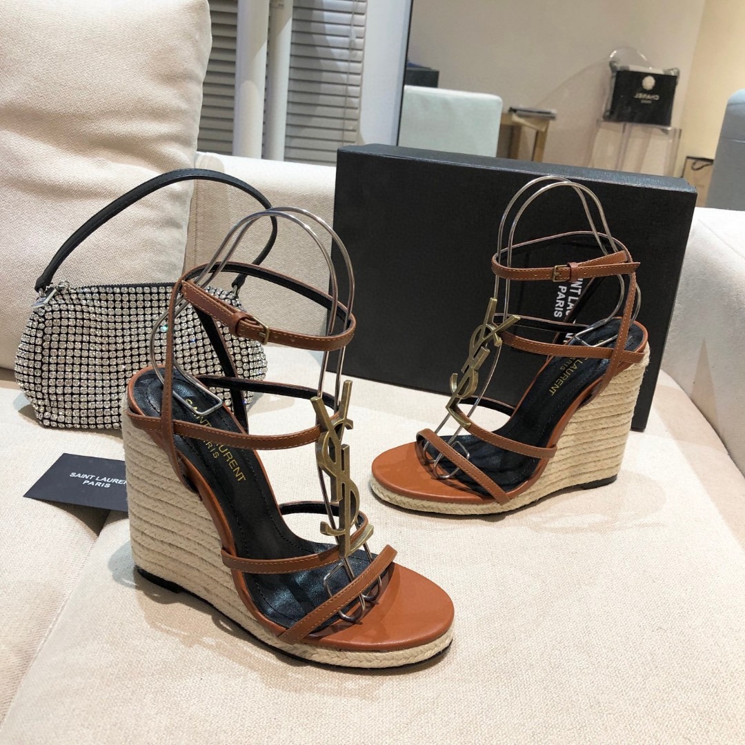 Saint Laurent YSL cassandraWedge heel 12CM Slide Sandal (Replica)