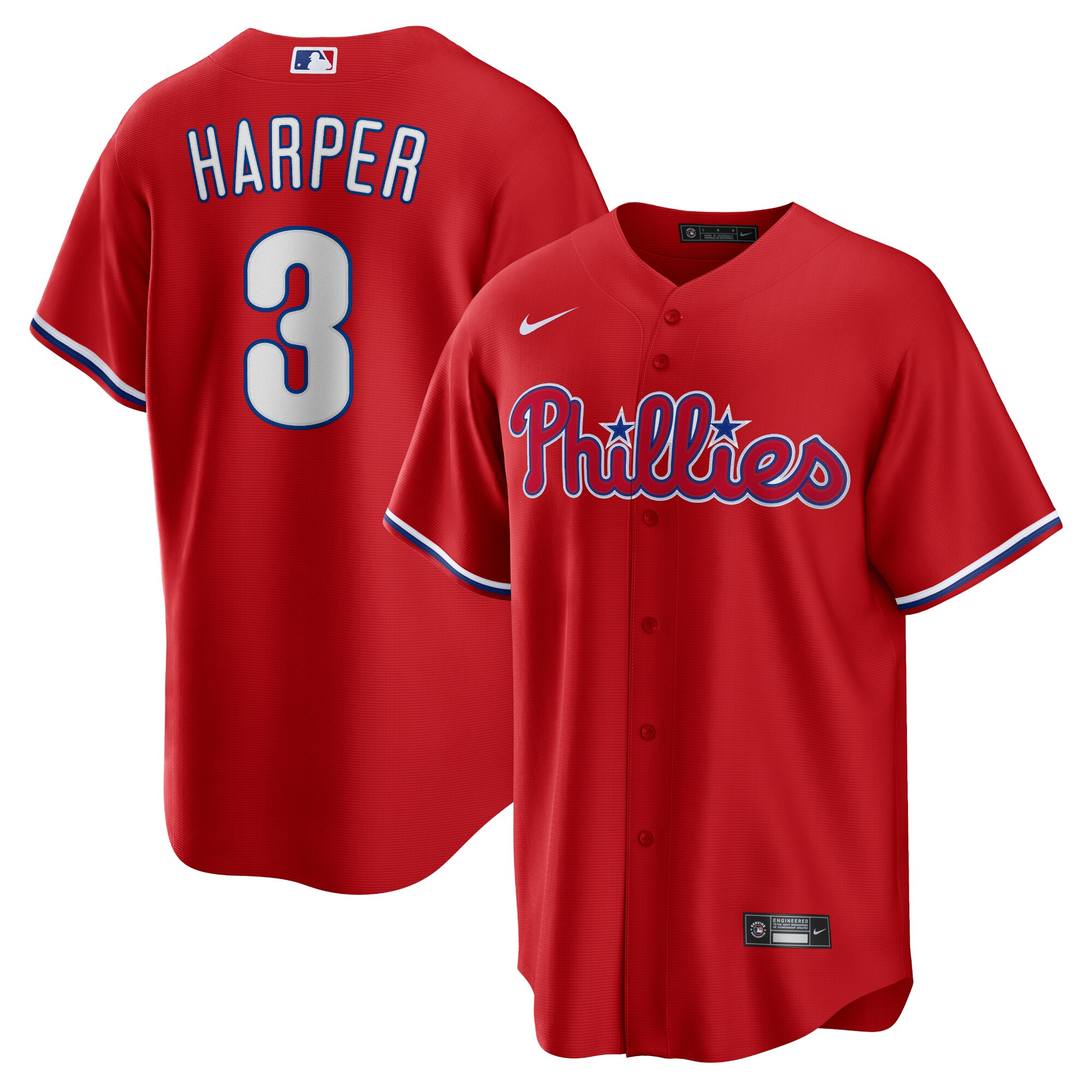 Men's Philadelphia Phillies #3 Bryce Harper Majestic Red Jersey