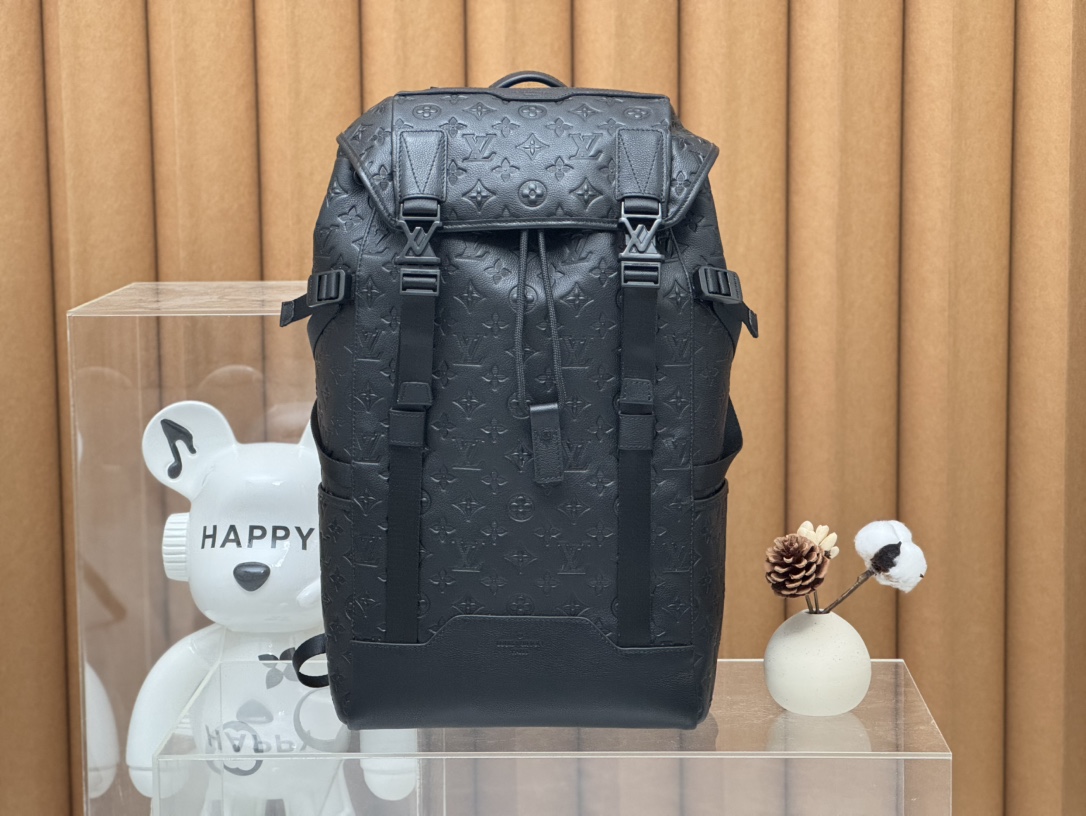 TOP Louis Vuitton LV Getaway Backpack Monogram Shadow Calfskin 29x50x15cm - Black