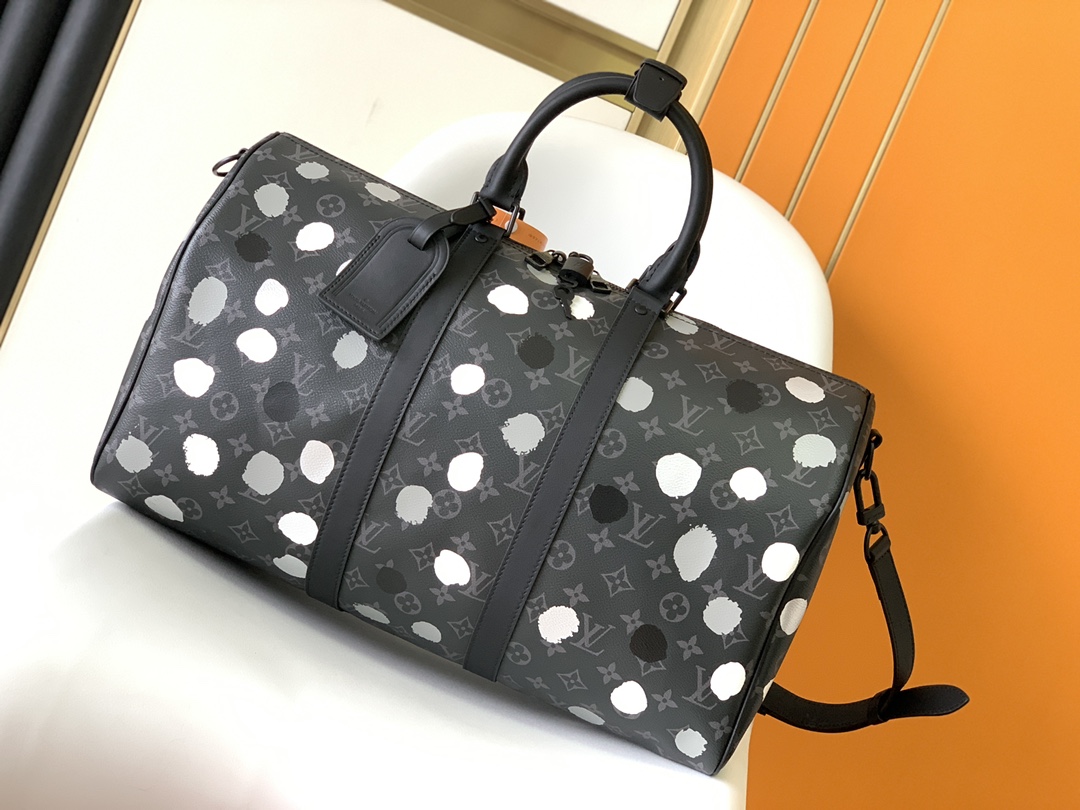 TOP Louis Vuitton LV LV x YK Keepall 45 Bag 45cm-Black