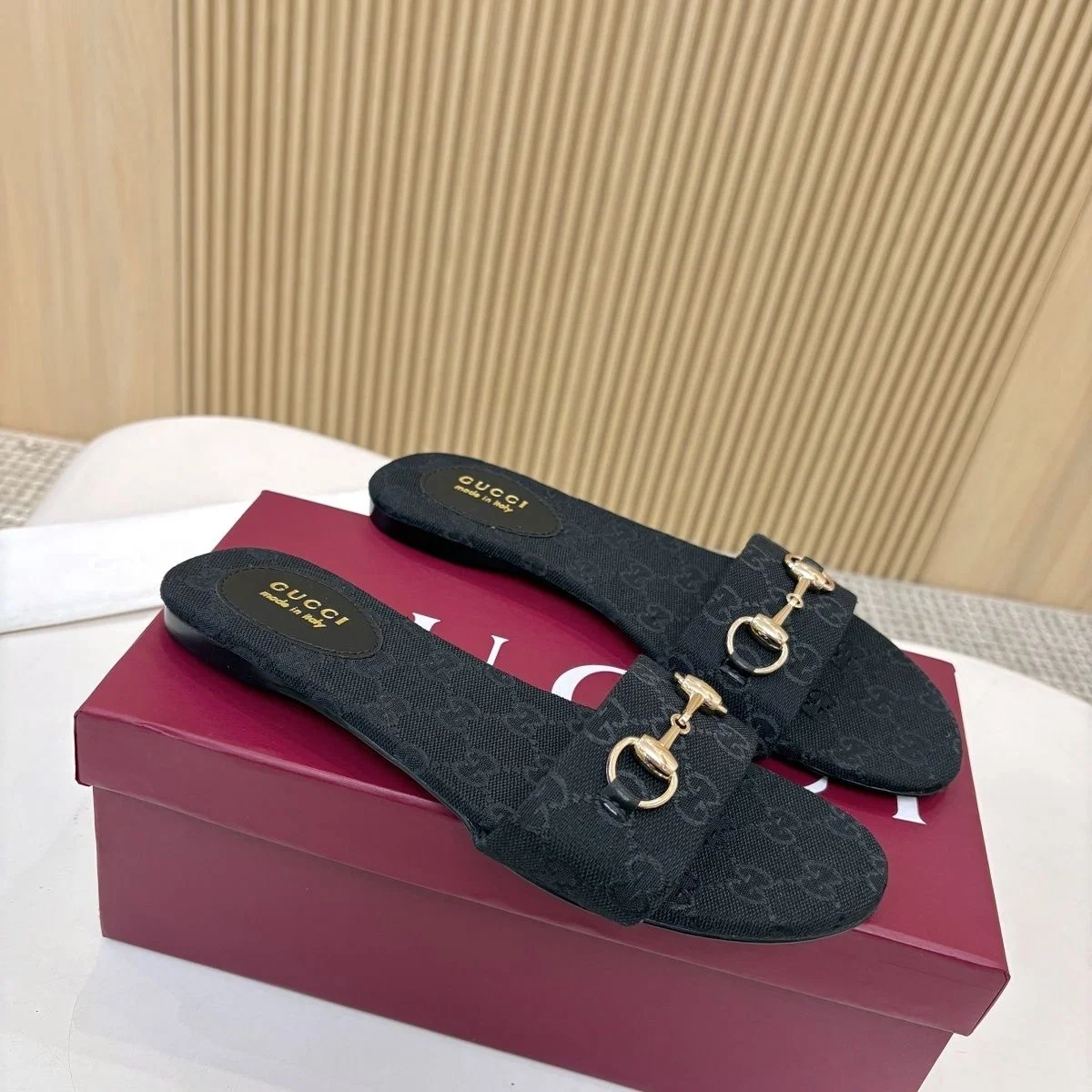 AAASandals Women Flat Slide Sandals, Vintage Jacquard Pattern Open Toe Slippers with Metal Buckle, Fashion Slip On Outdoor Casual Slides