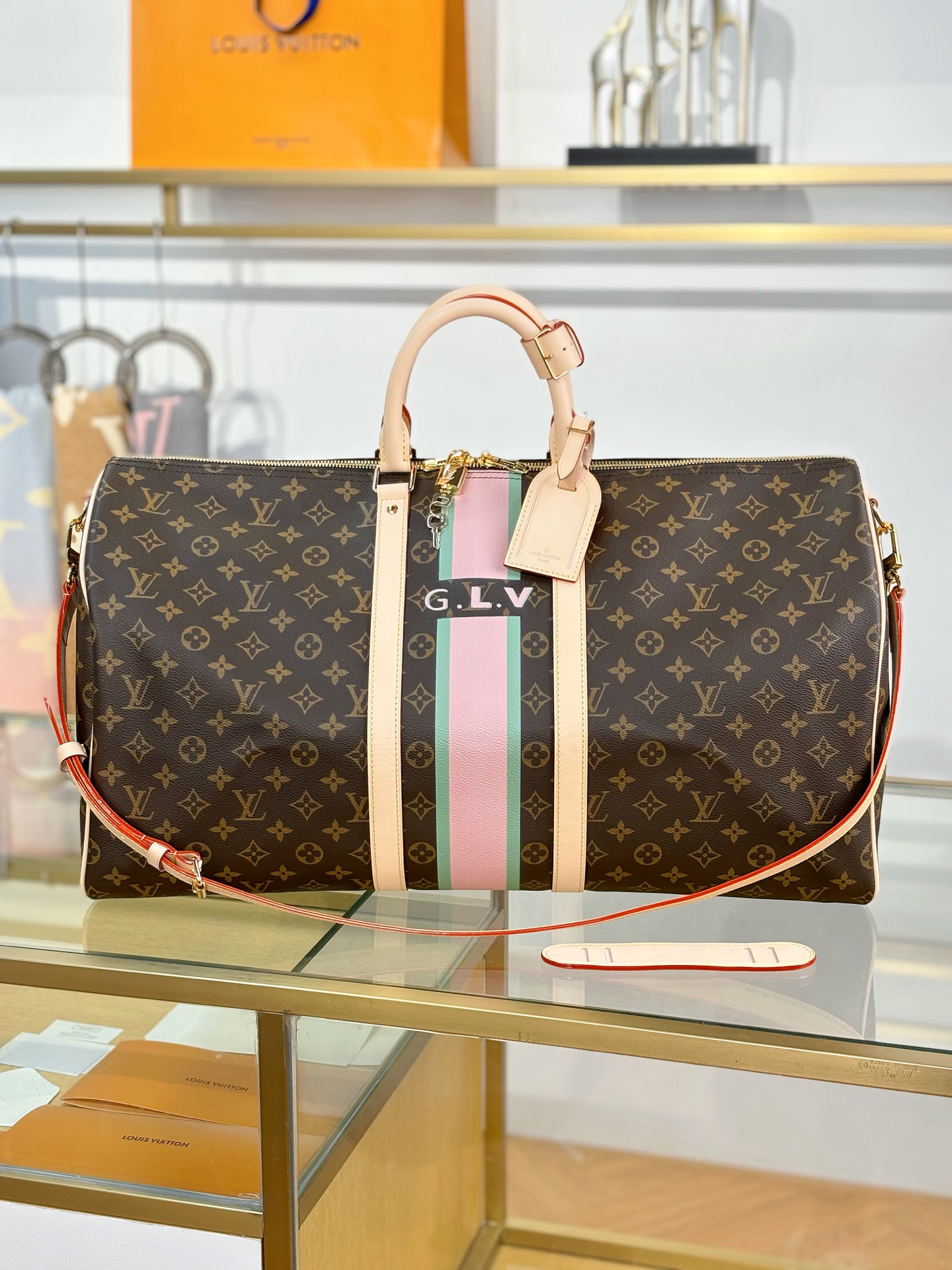 TOP Louis Vuitton LV Keepall Bandouliere Travel Bag 55x31x26cm - Brown