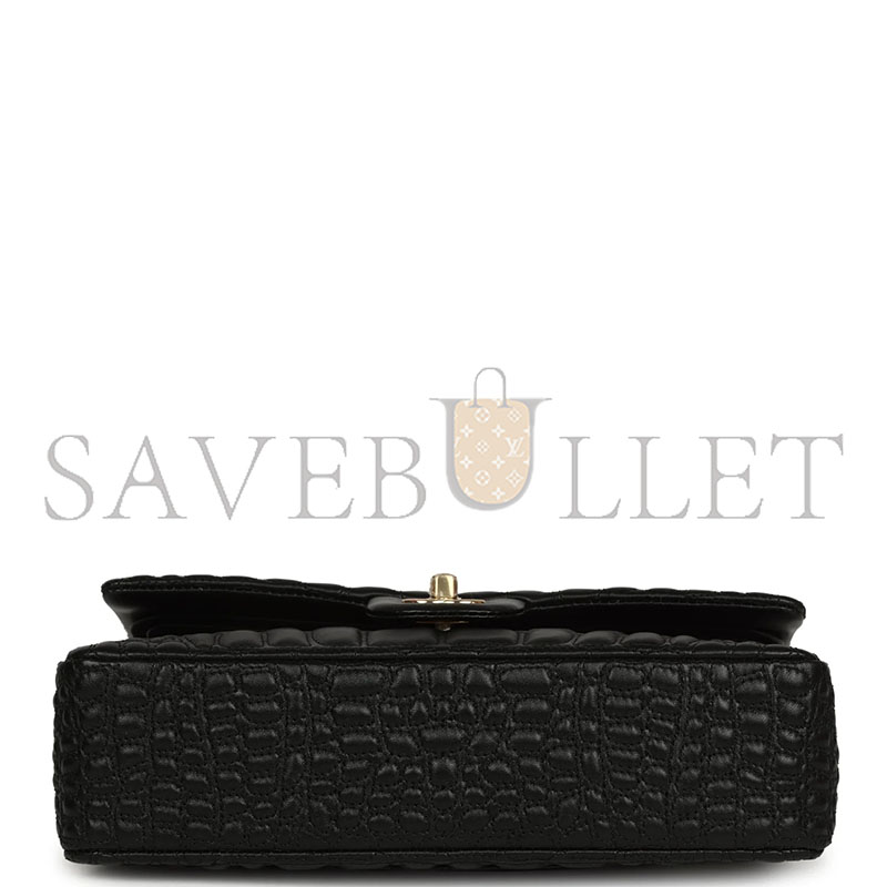 CHANEL MASTER MEDIUM CLASSIC CROC-EMBOSSED DOUBLE FLAP BAG (25.5*15.5*6.5cm)