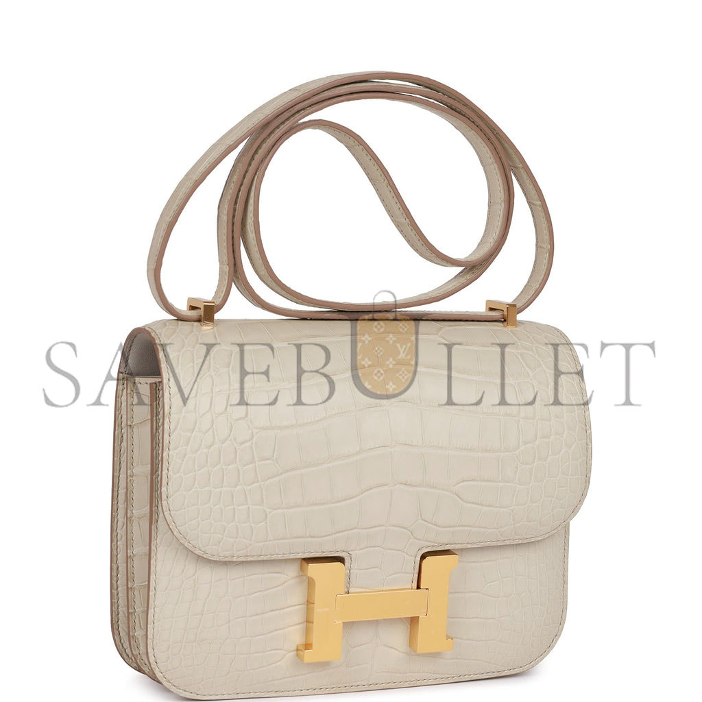 HERMES MASTER CONSTANCE 18 MATTE ALLIGATOR GOLD HARDWARE (18*15*4cm)