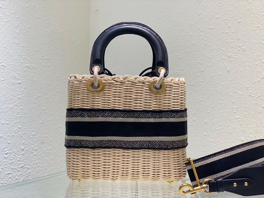 TOP Christian Dior Lady Christian Dior Wicker Basket Bag 24cm