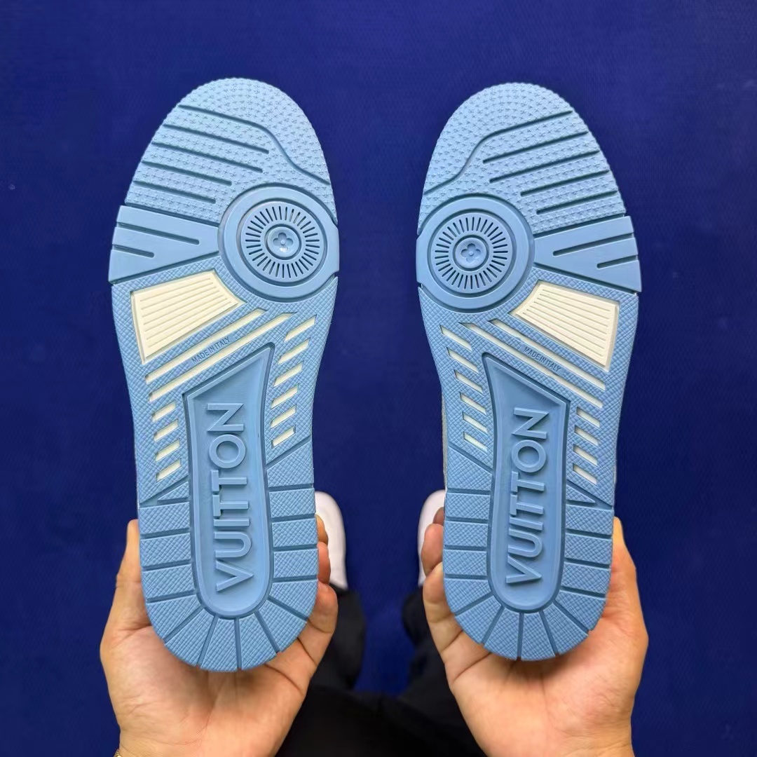 AAAShoes Louis Vuitton Trainer Sneaker Denim Blue Monogram Men Women Casual Shoes