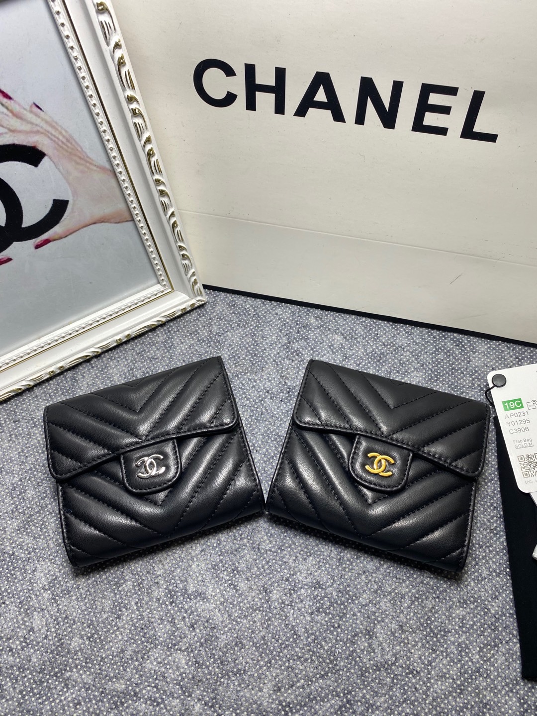 TOP CHANEL Wallet Lambskin 12*10*3.5cm - Black