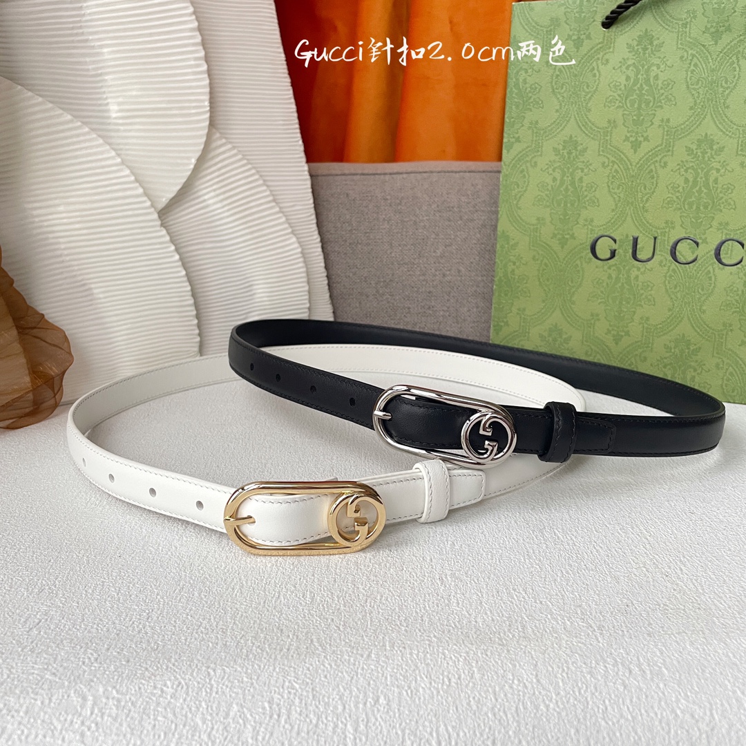 TOP GUCCI Calfskin Belts - 2cm - GHW/SHW