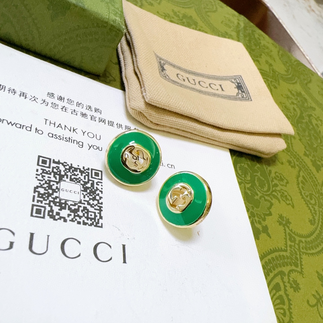 TOP GUCCI Colored Beads Earrings-Green