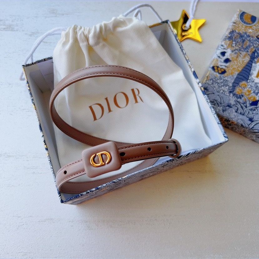 TOP Christian Dior Glossy Gold Finish Metal Belt - 1.5cm