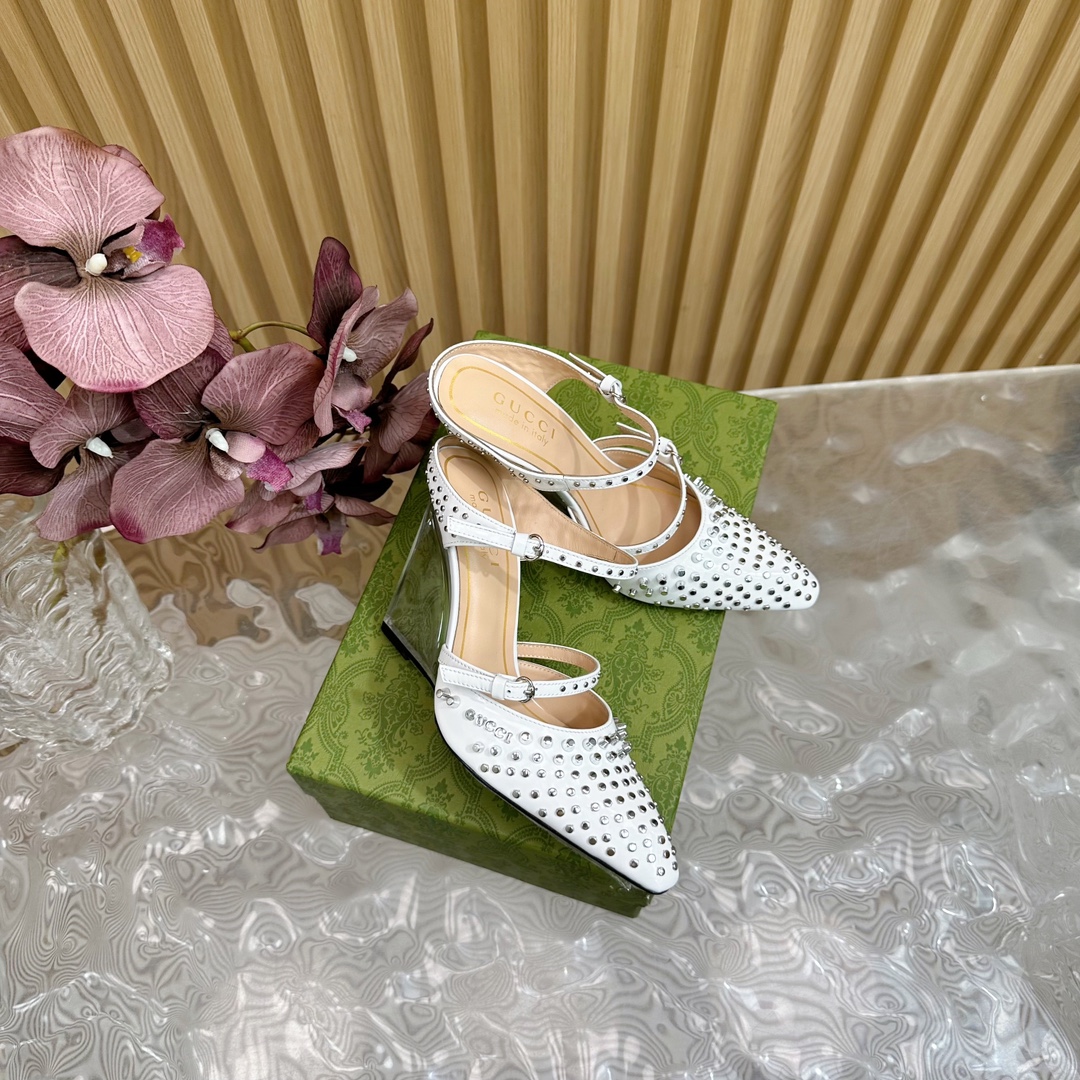 TOP GUCCI Mules With Transparent Wedge Heel - 5 Color