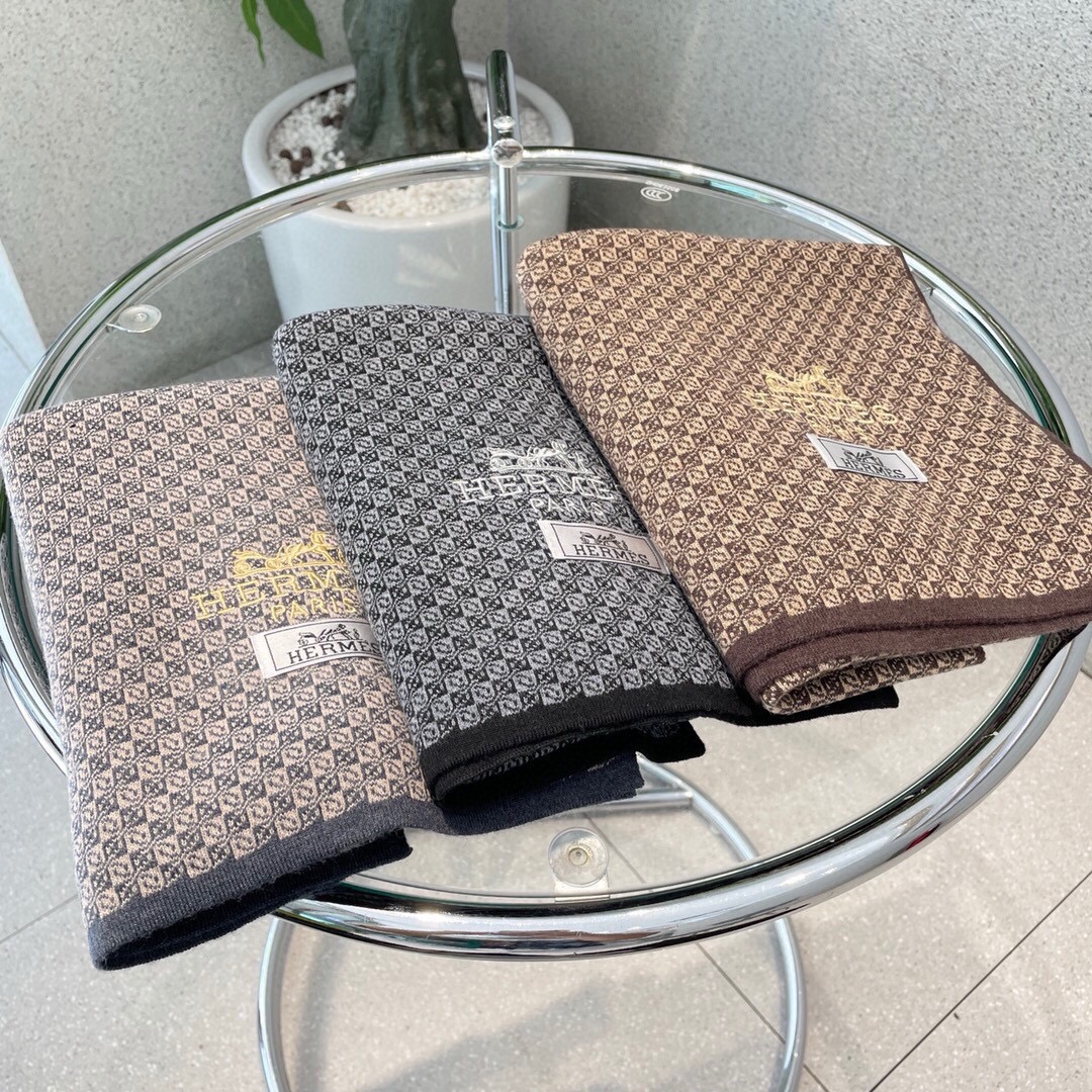TOP HERMES Cashmere Scarf 180*32 cm - 3 Colors